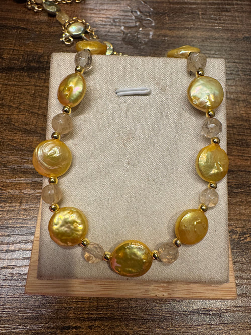 Baroque fresh water pearls and citrine stones