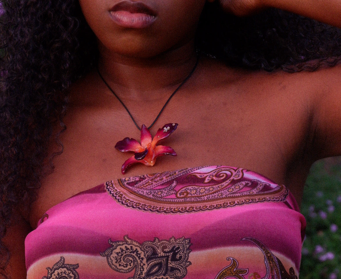 Pink Rhinestoned Den Necklace