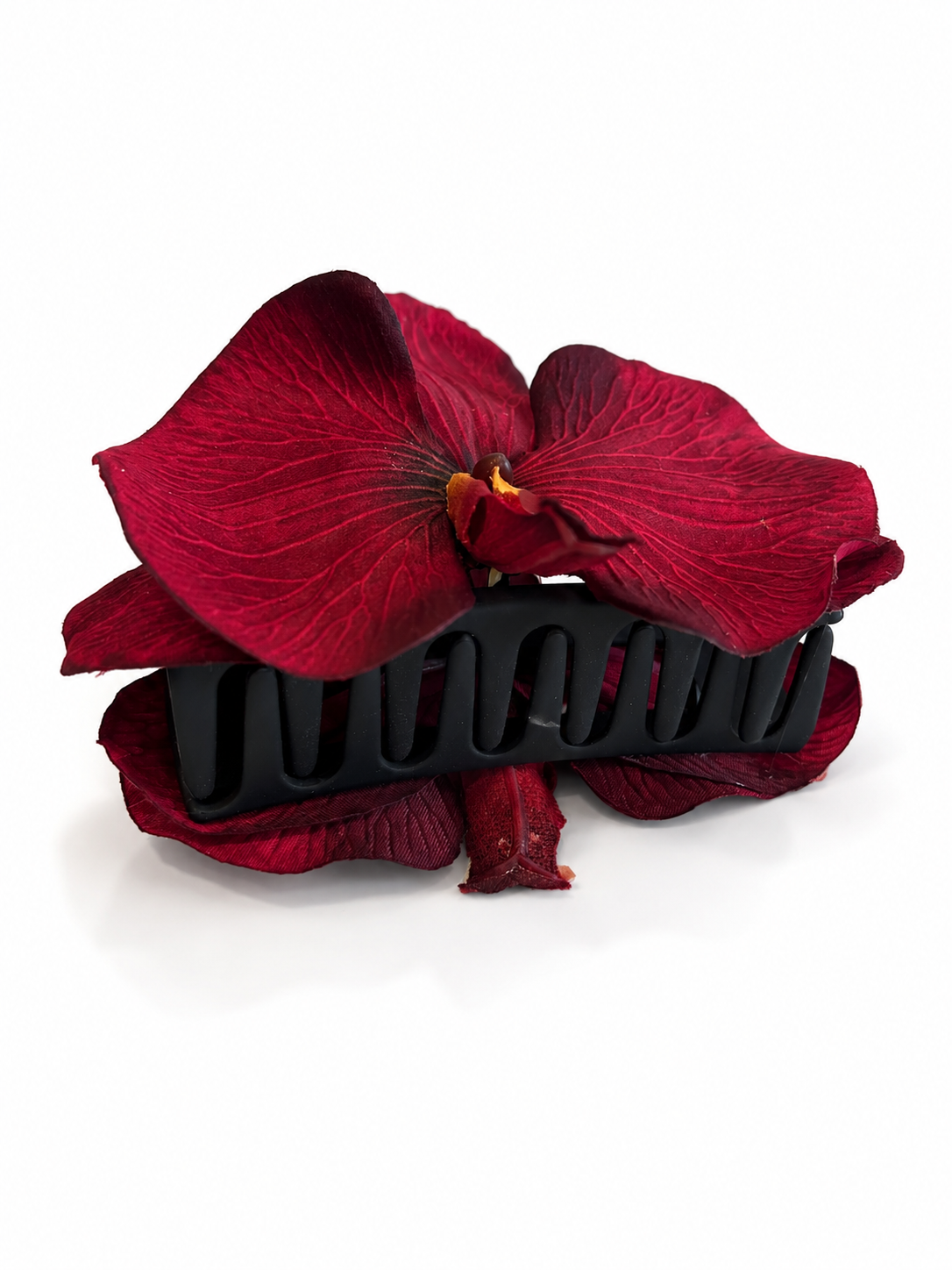 Vibrant Red Orchid Claw Clip