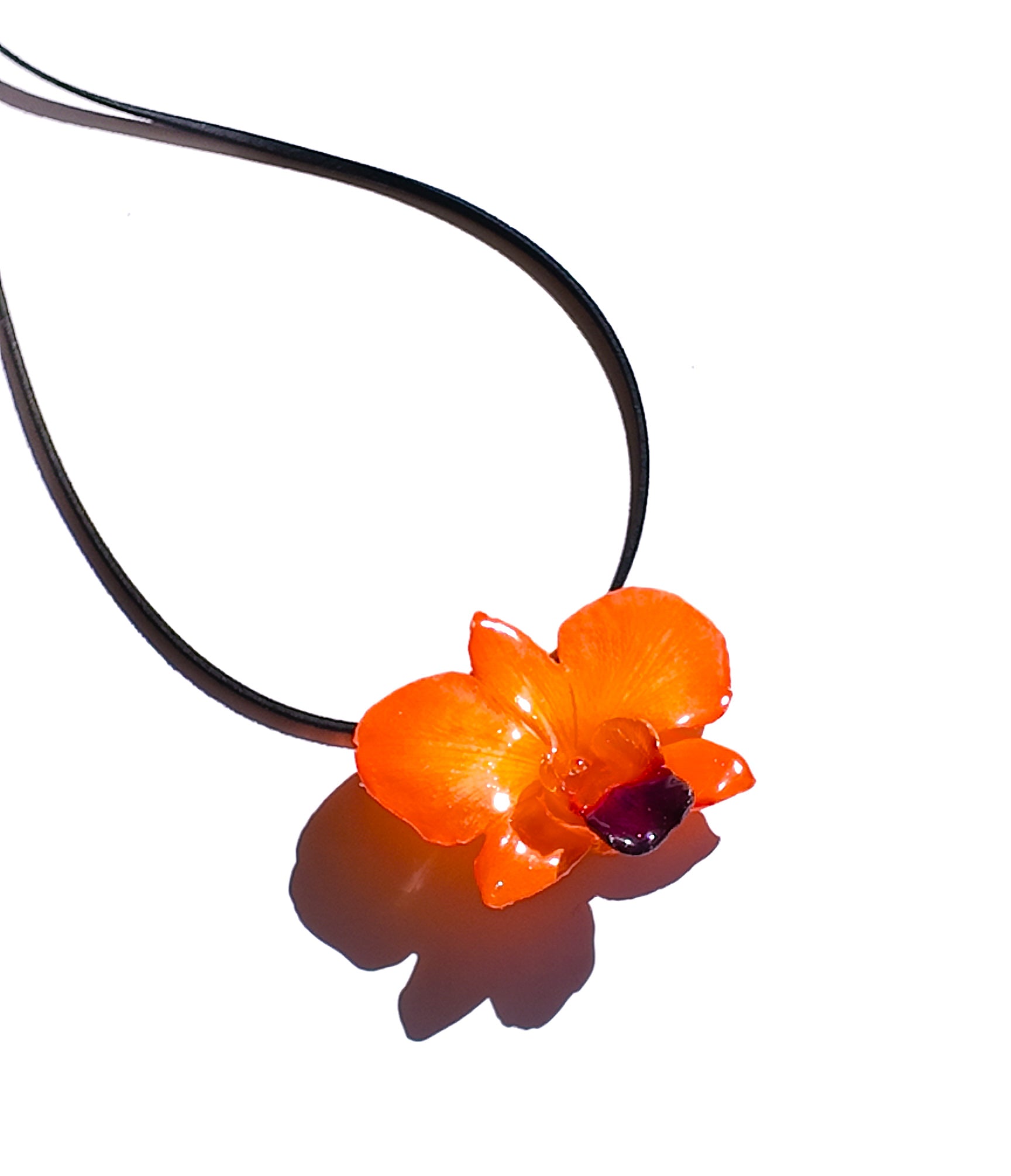 Orange Round Orchid Necklace