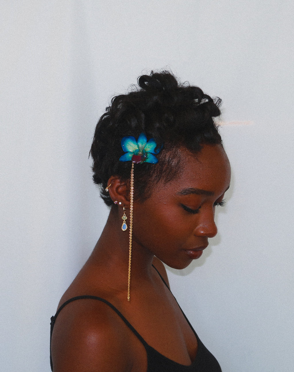 Den Orchid Hair Pin on Stainless Steel Chain