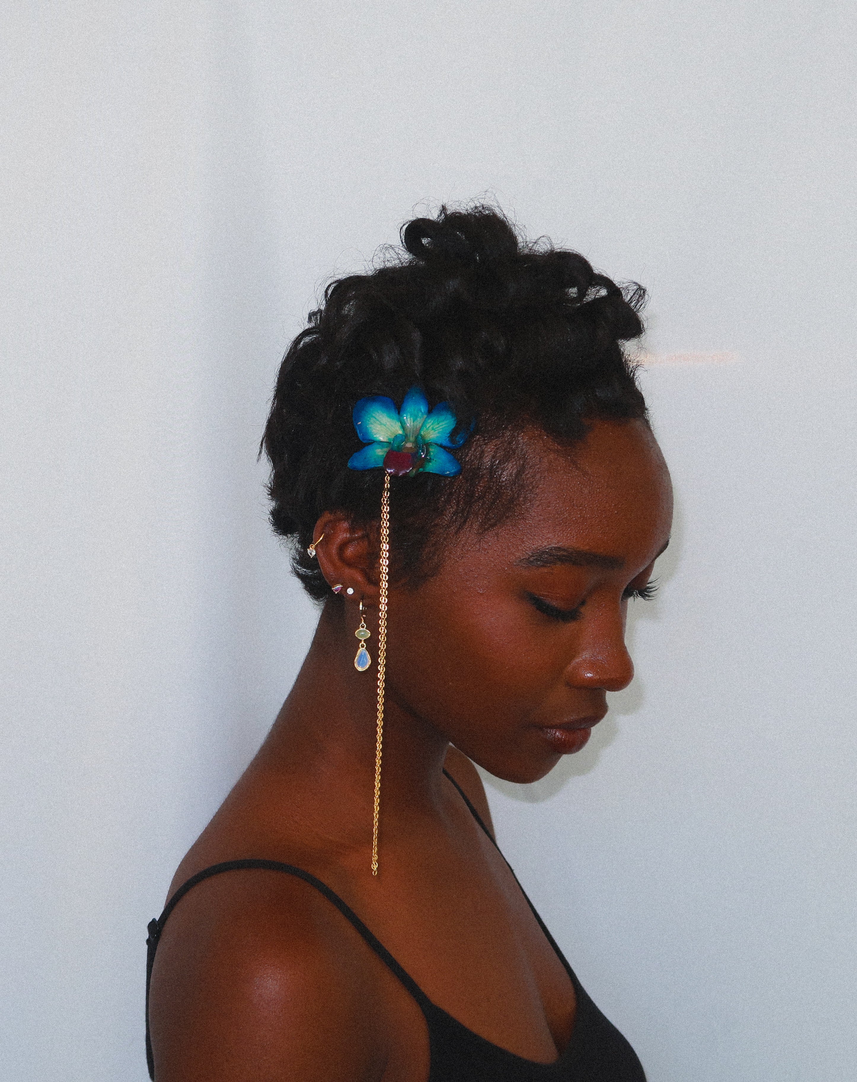 Den Orchid Hair Pin on Stainless Steel Chain