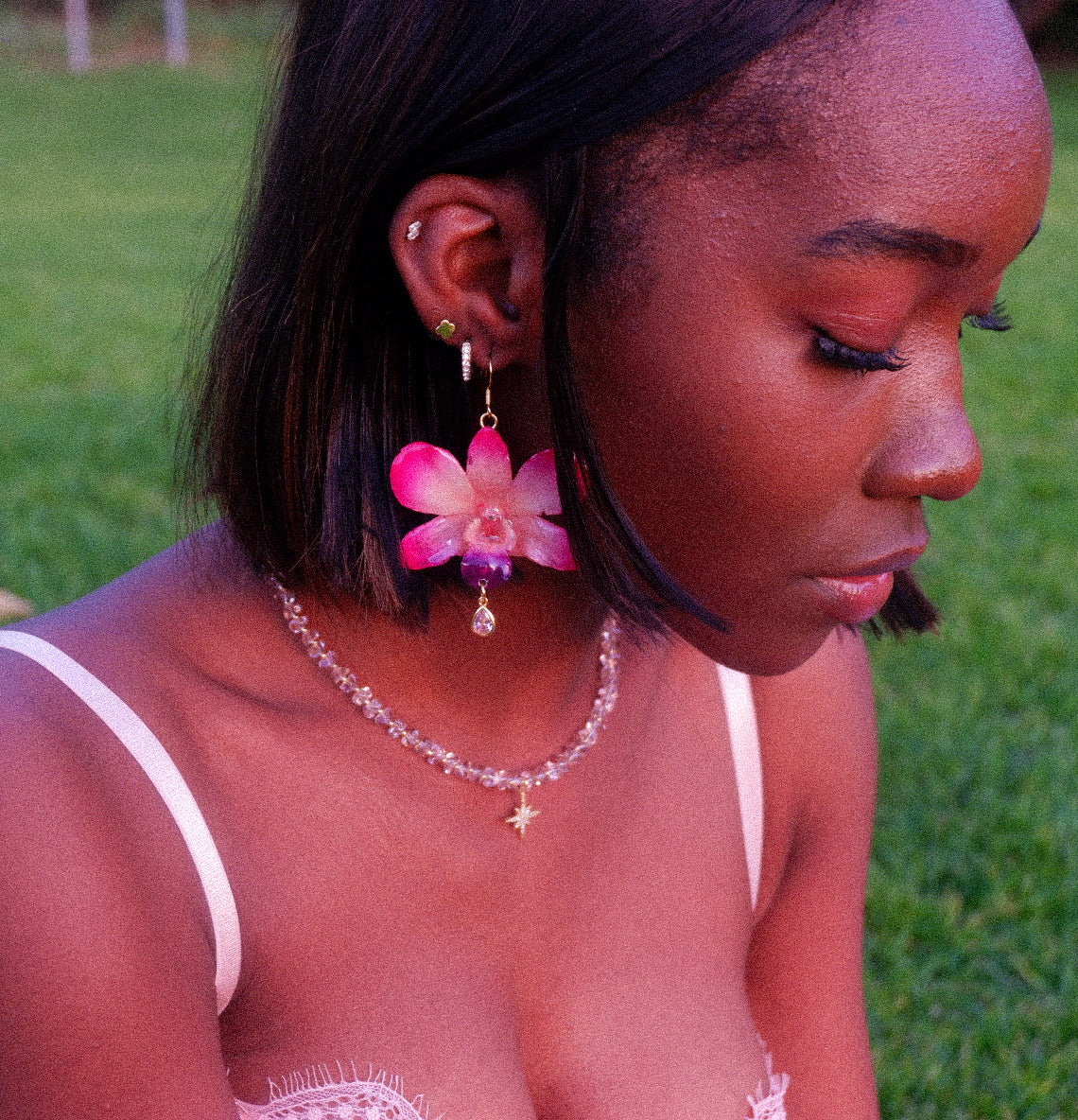Pink Gem Earrings