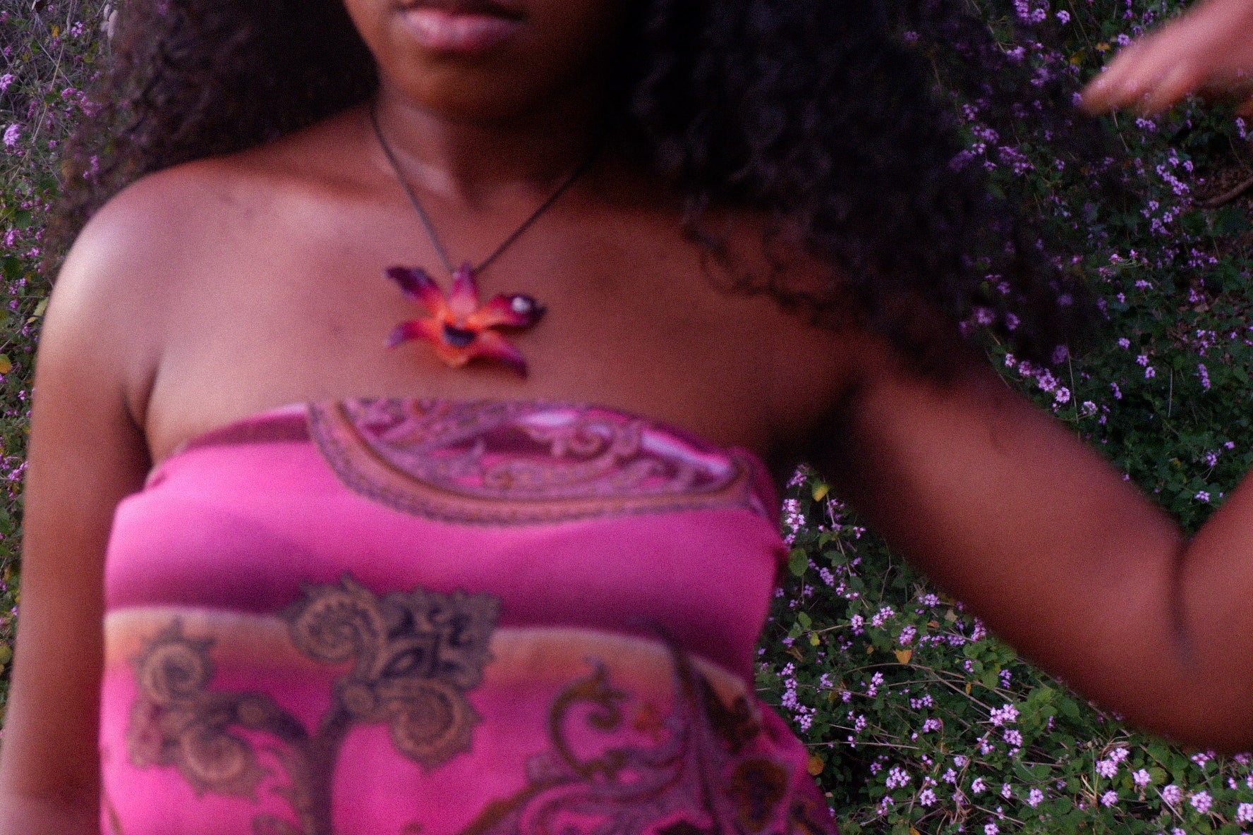 Pink Rhinestoned Den Necklace