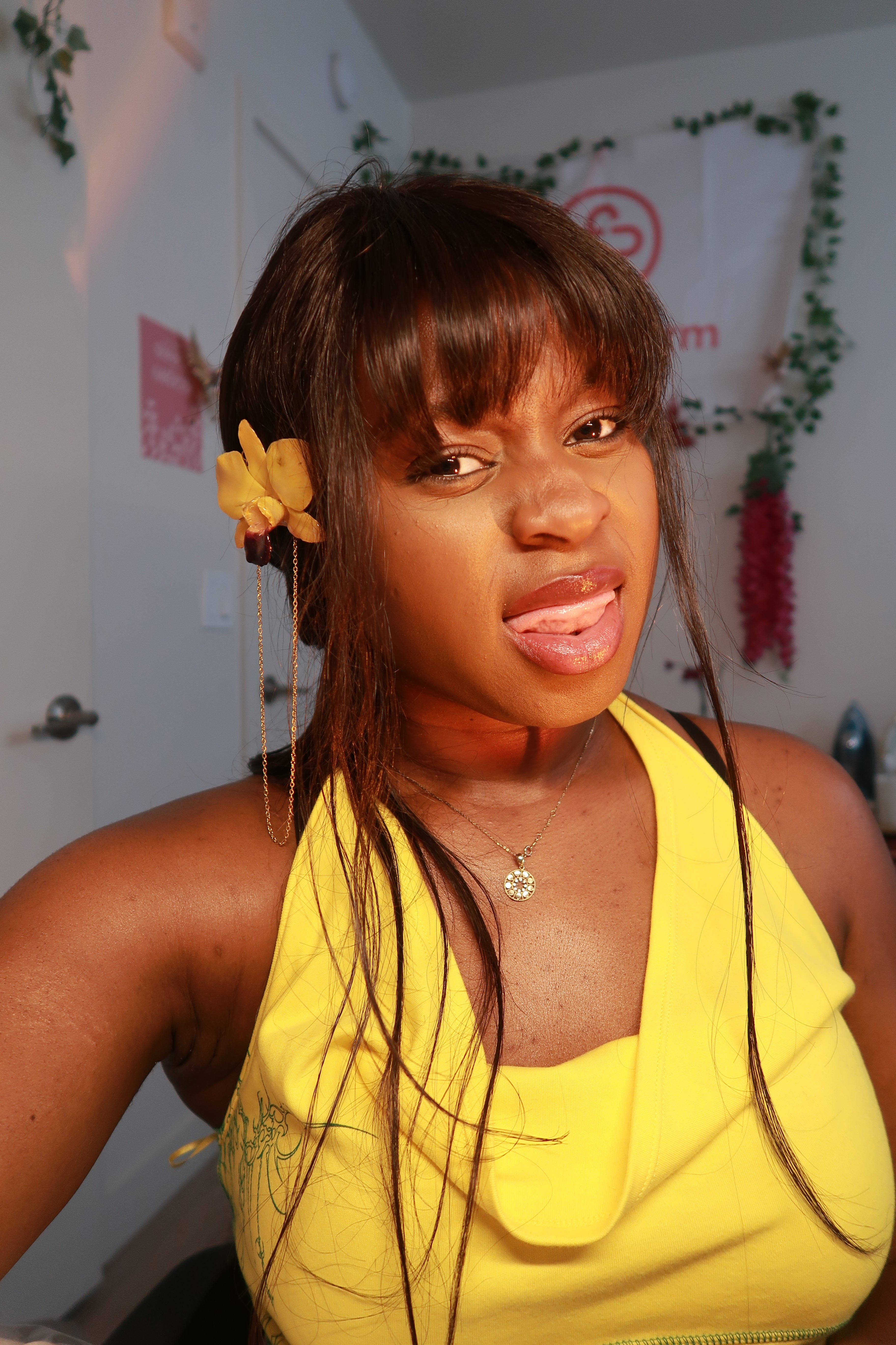 Den Orchid Hair Pin on Stainless Steel Chain