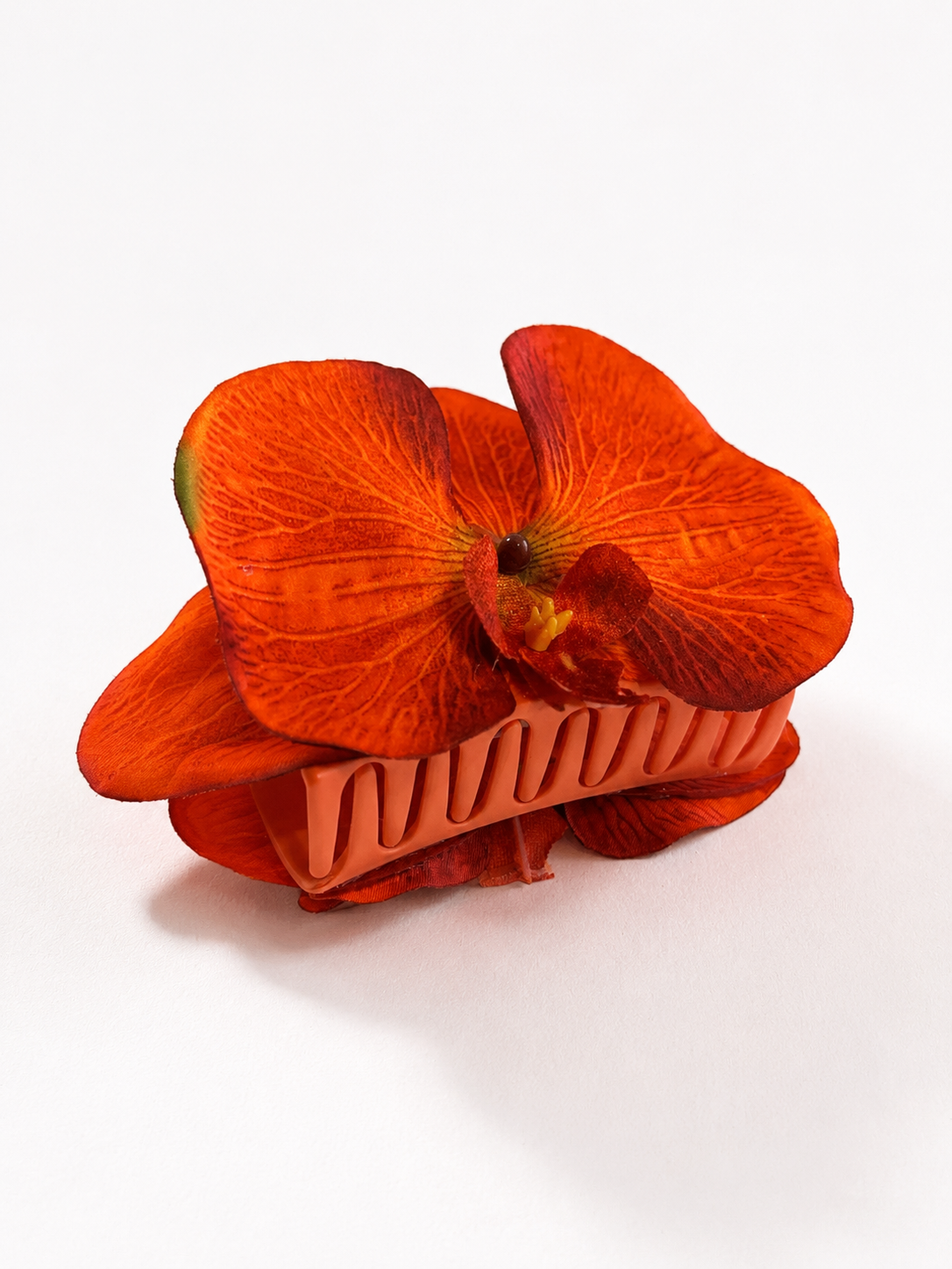 Vibrant Orange Orchid Claw Clip