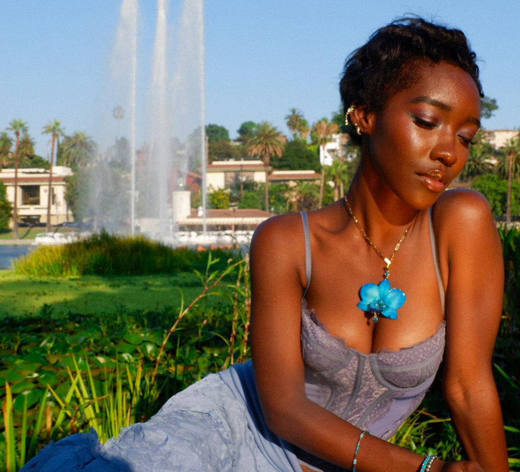 Blue Orchid Necklace