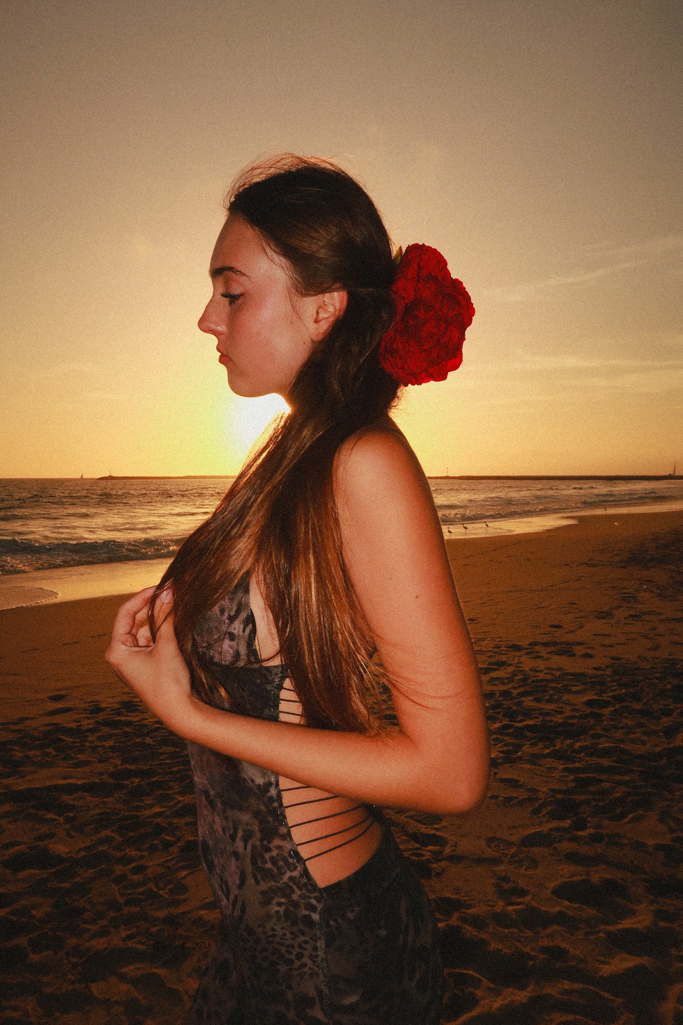 Fluffy Orchid Hair Claw Clip Purple