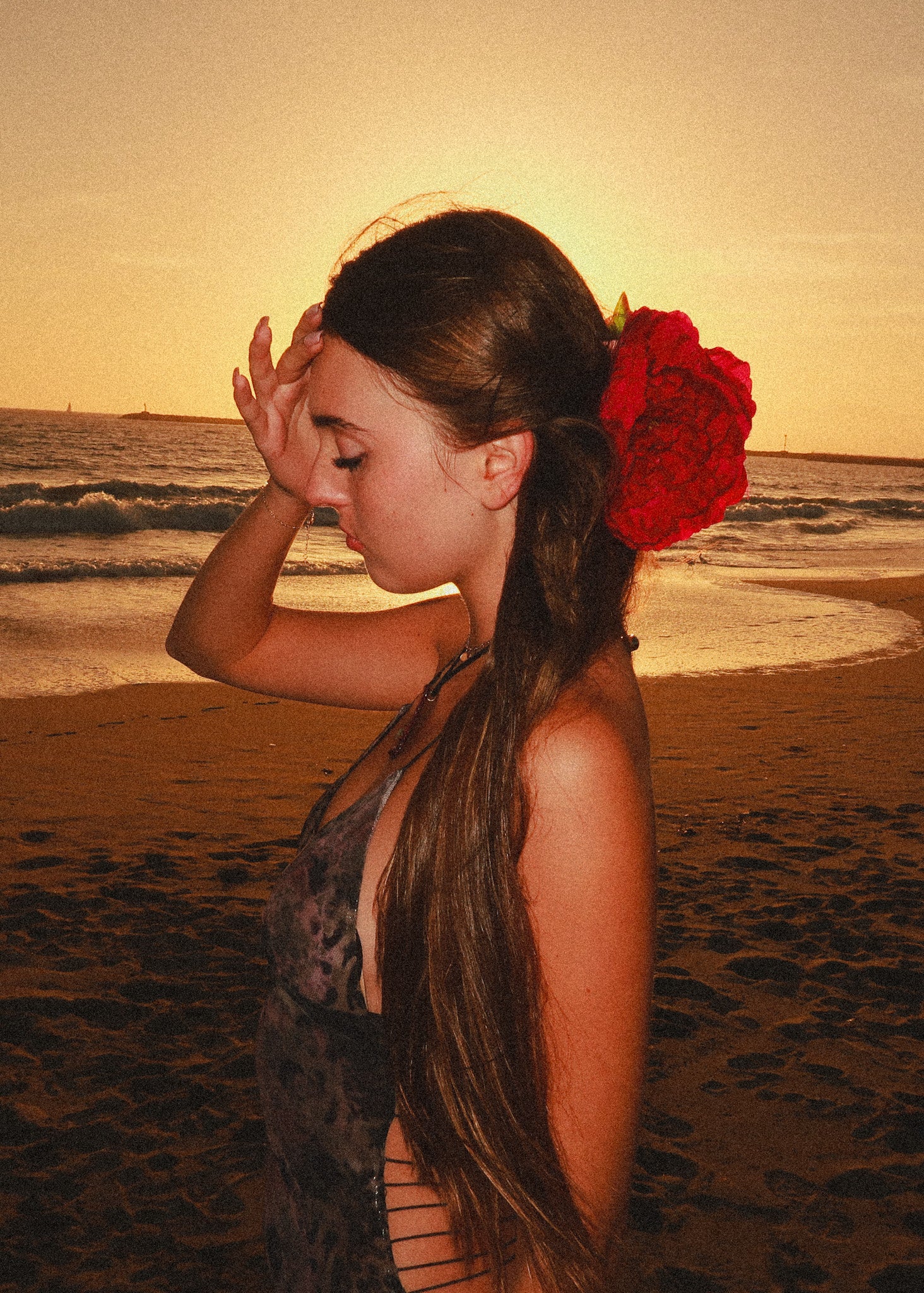 Fluffy Orchid Hair Claw Clip Purple