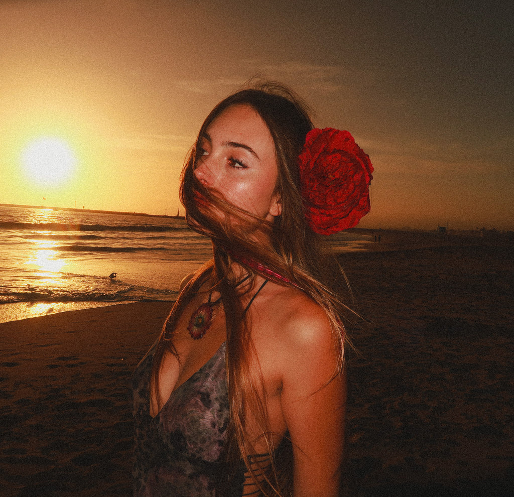 Fluffy Orchid Hair Claw Clip Purple