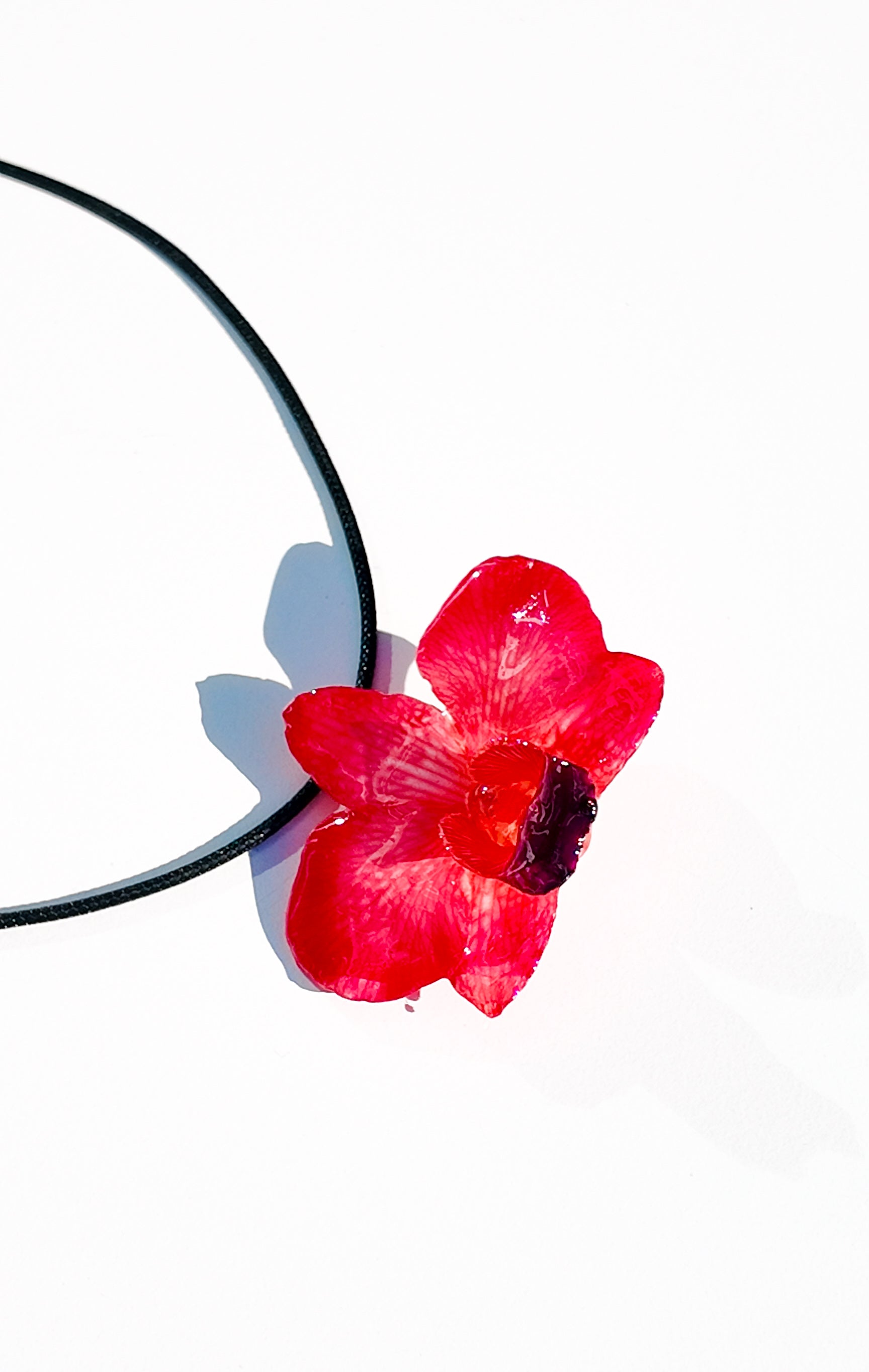 Red Round Orchid Necklace