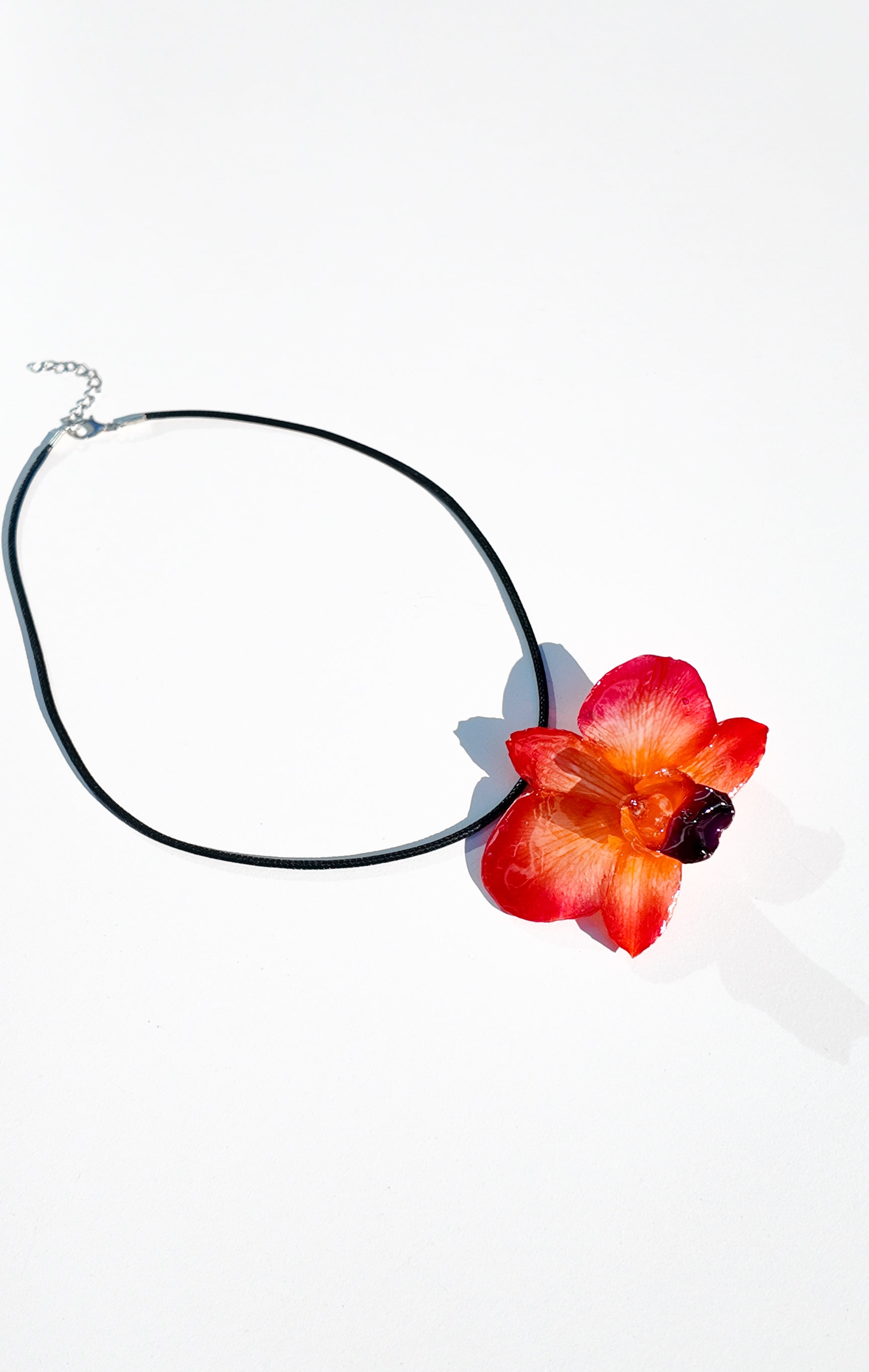 Orange Round Orchid Necklace