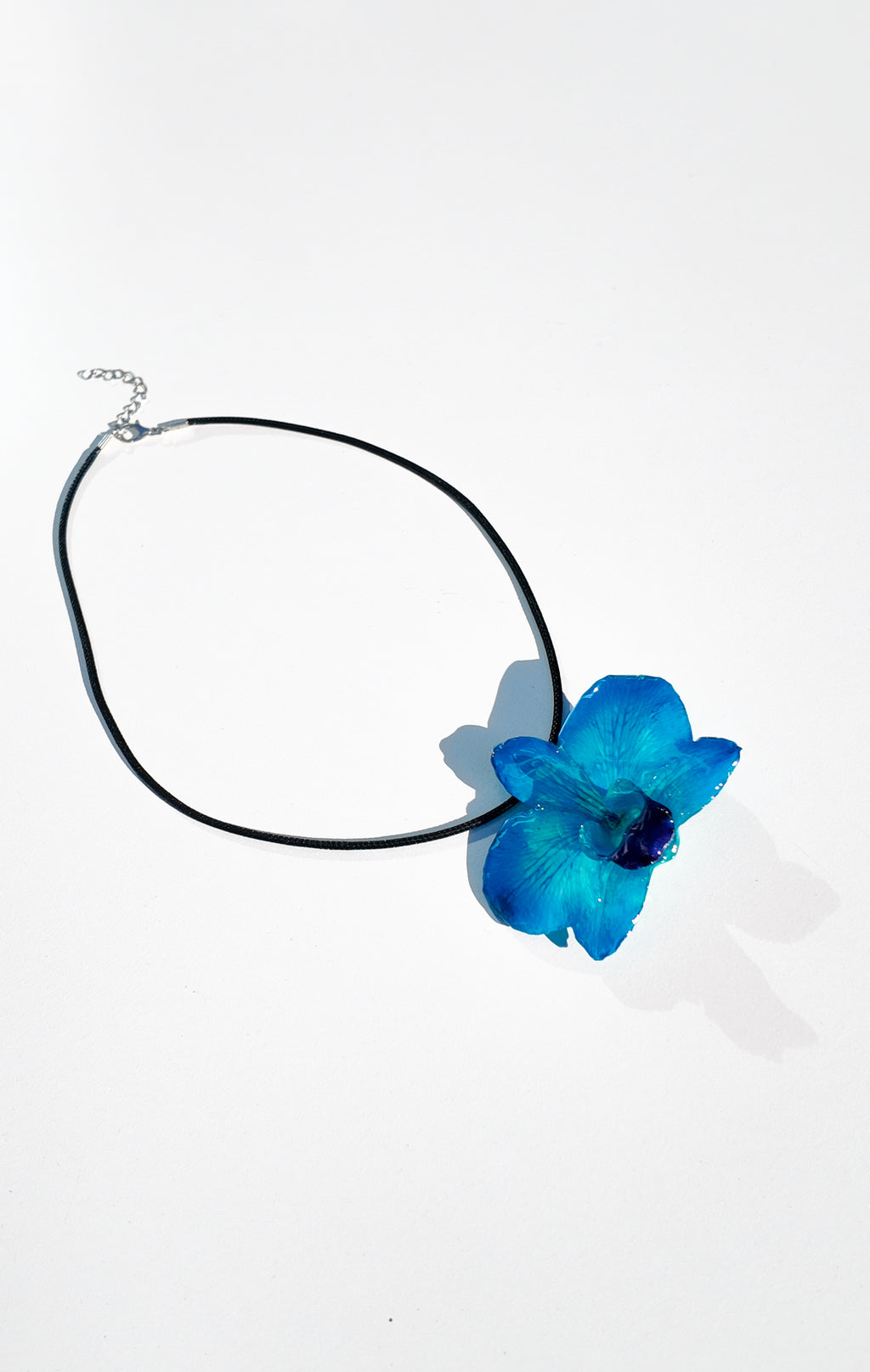 Blue Round Orchid Necklace
