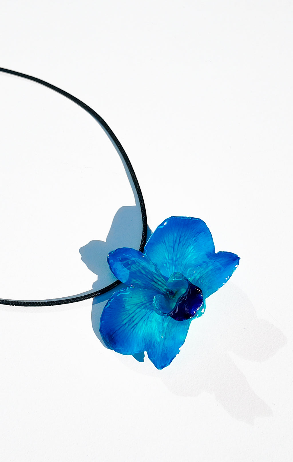 Blue Round Orchid Necklace