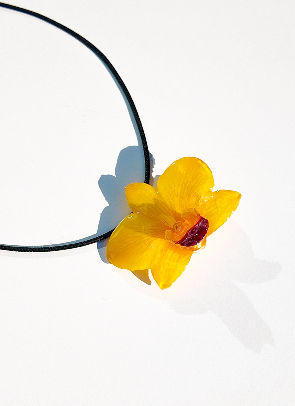 Yellow Round Orchid Necklace