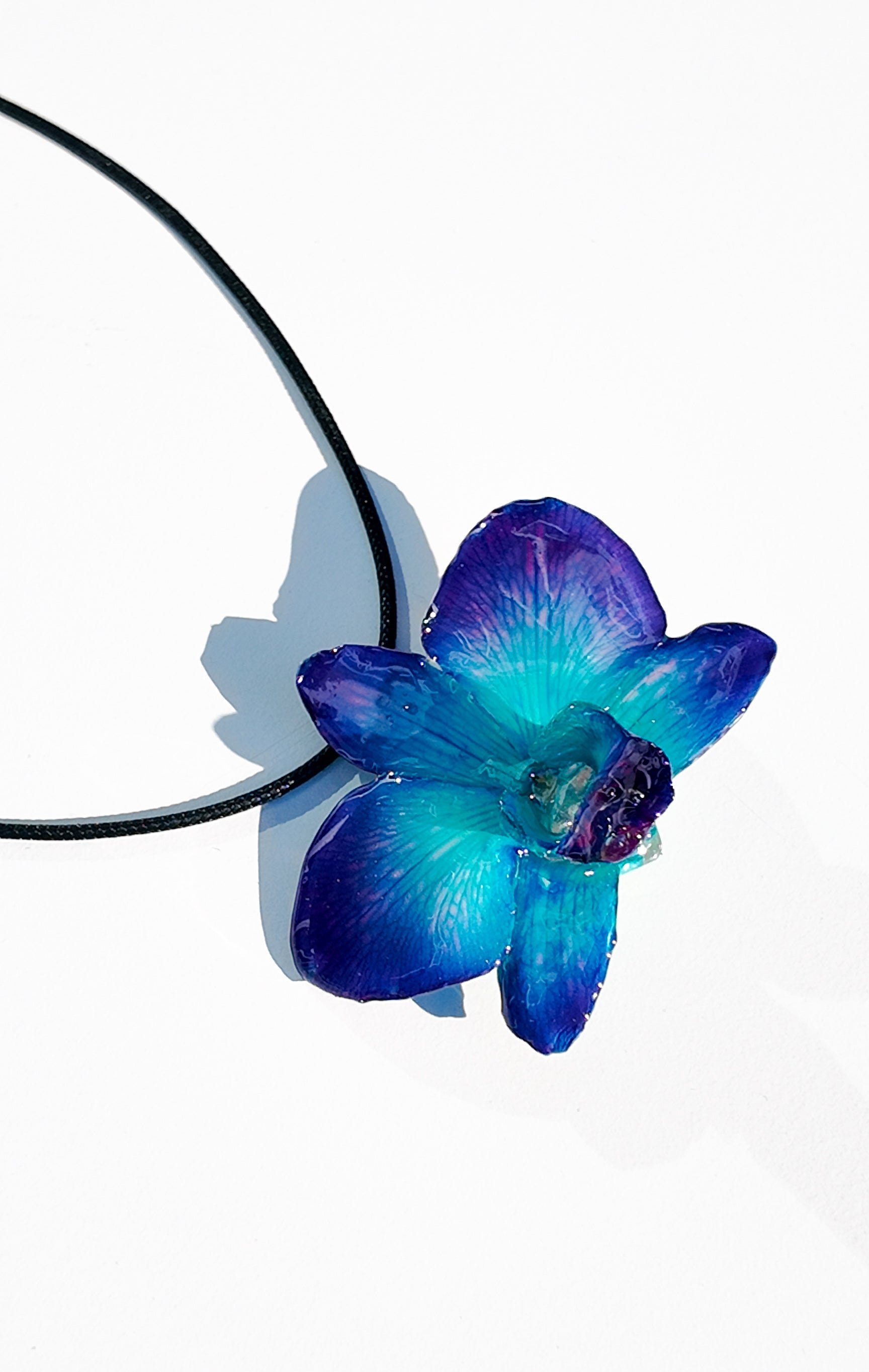 Navy Blue Round Orchid Necklace
