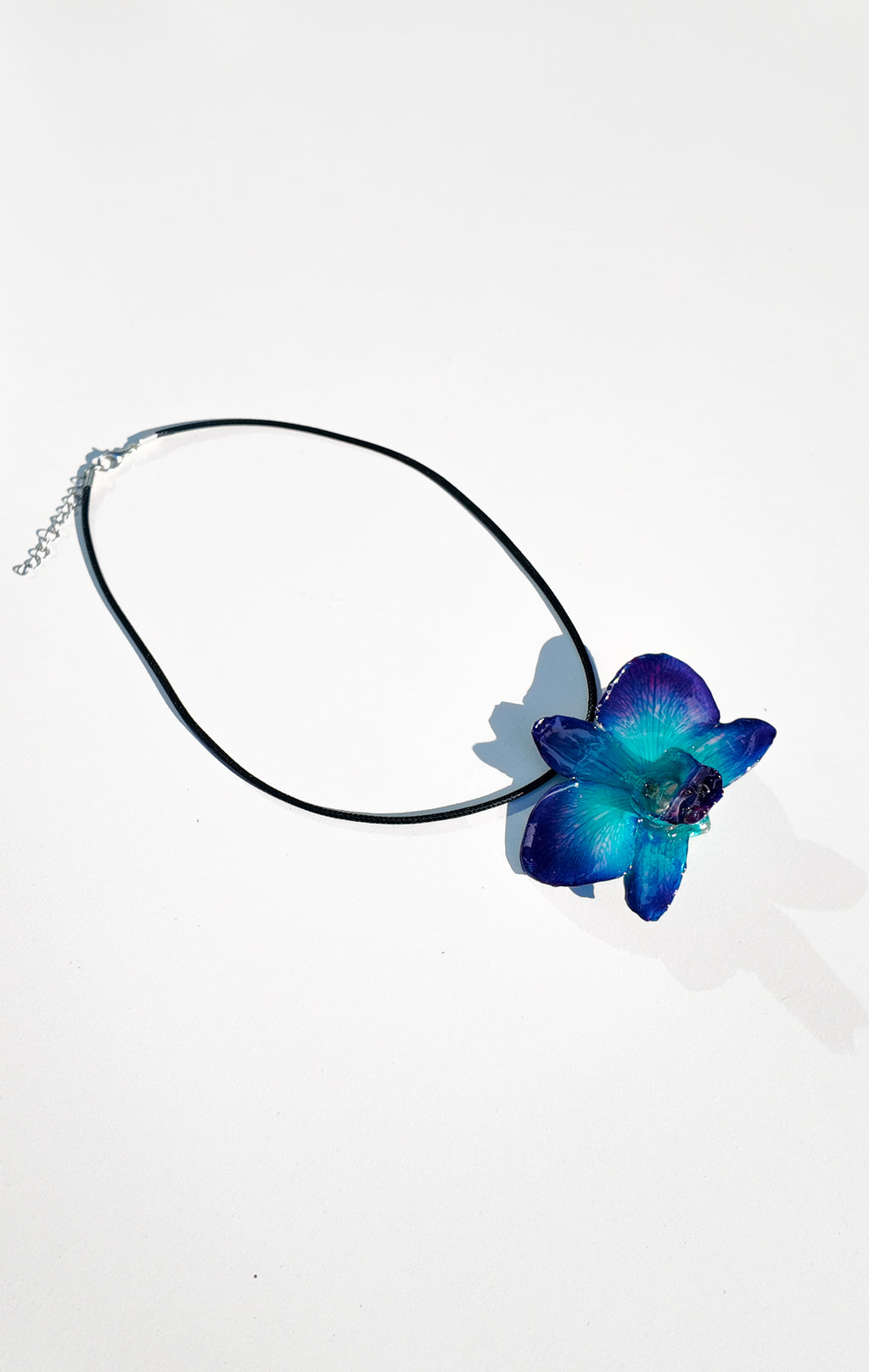 Navy Blue Round Orchid Necklace