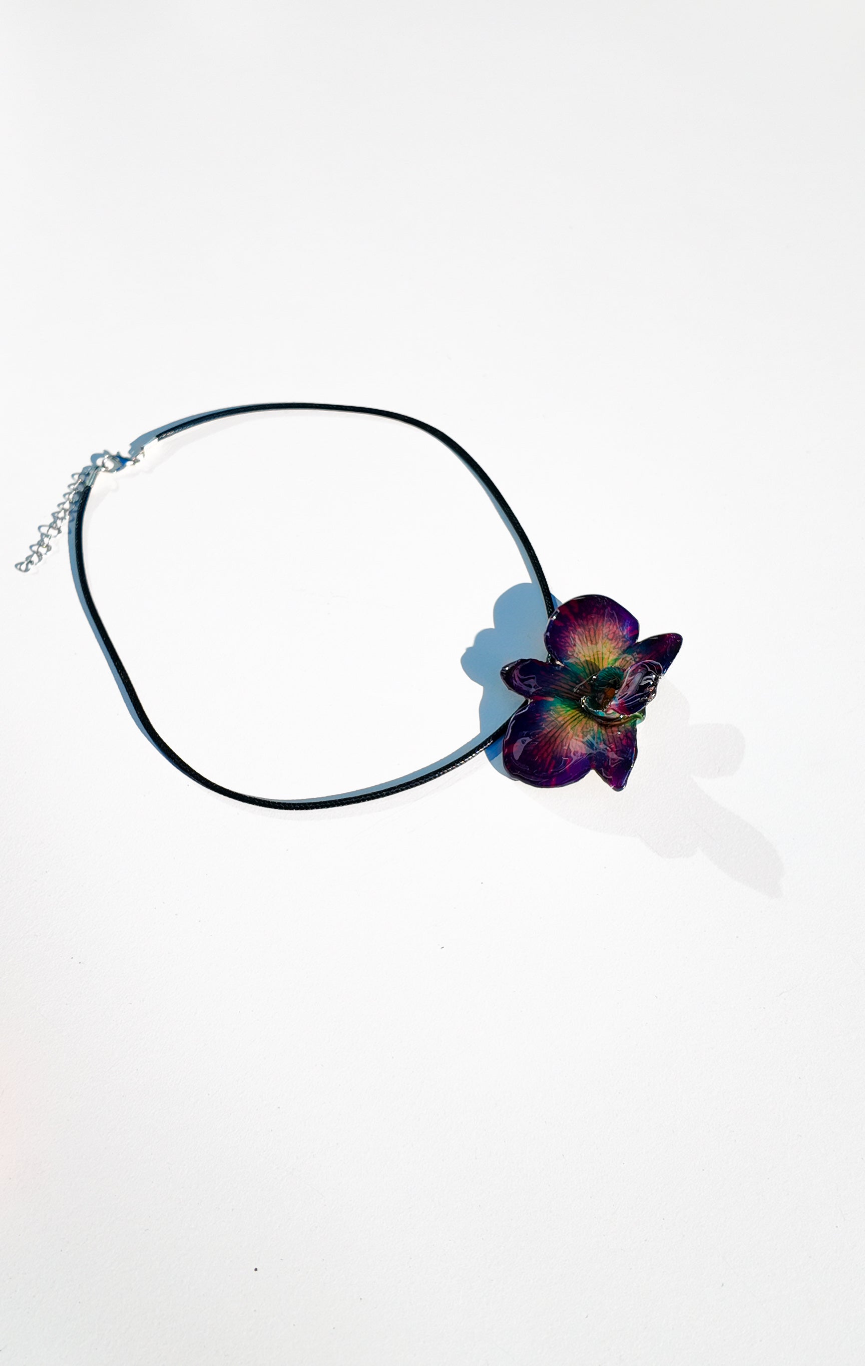 Midnight Round Orchid Necklace