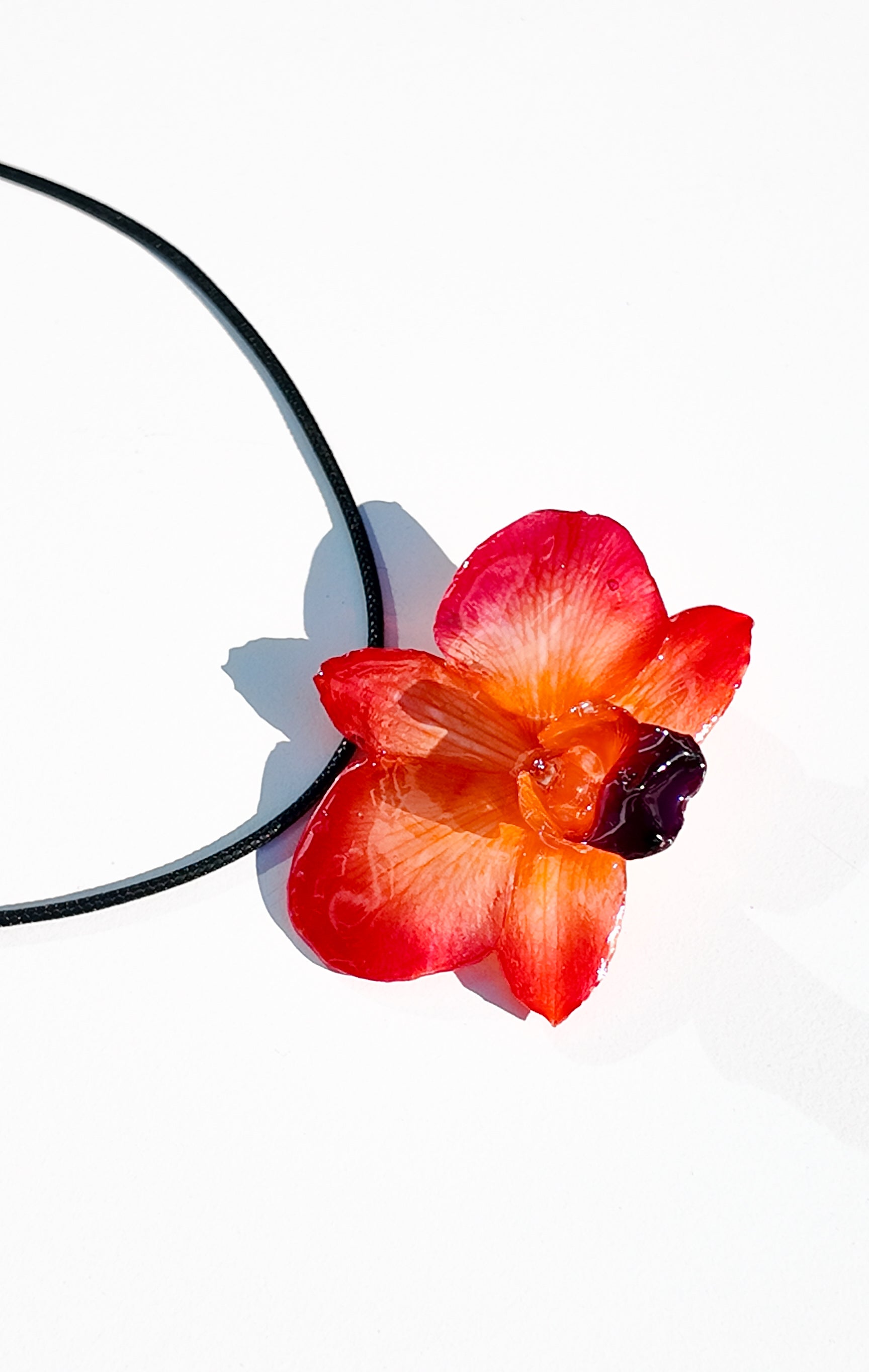 Orange Round Orchid Necklace