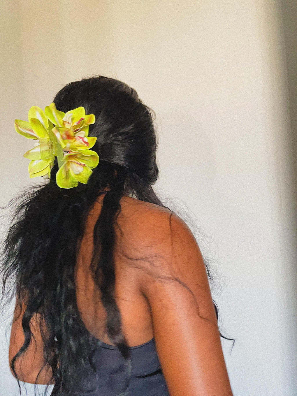 Vibrant Green Orchid Hair Claw Clip