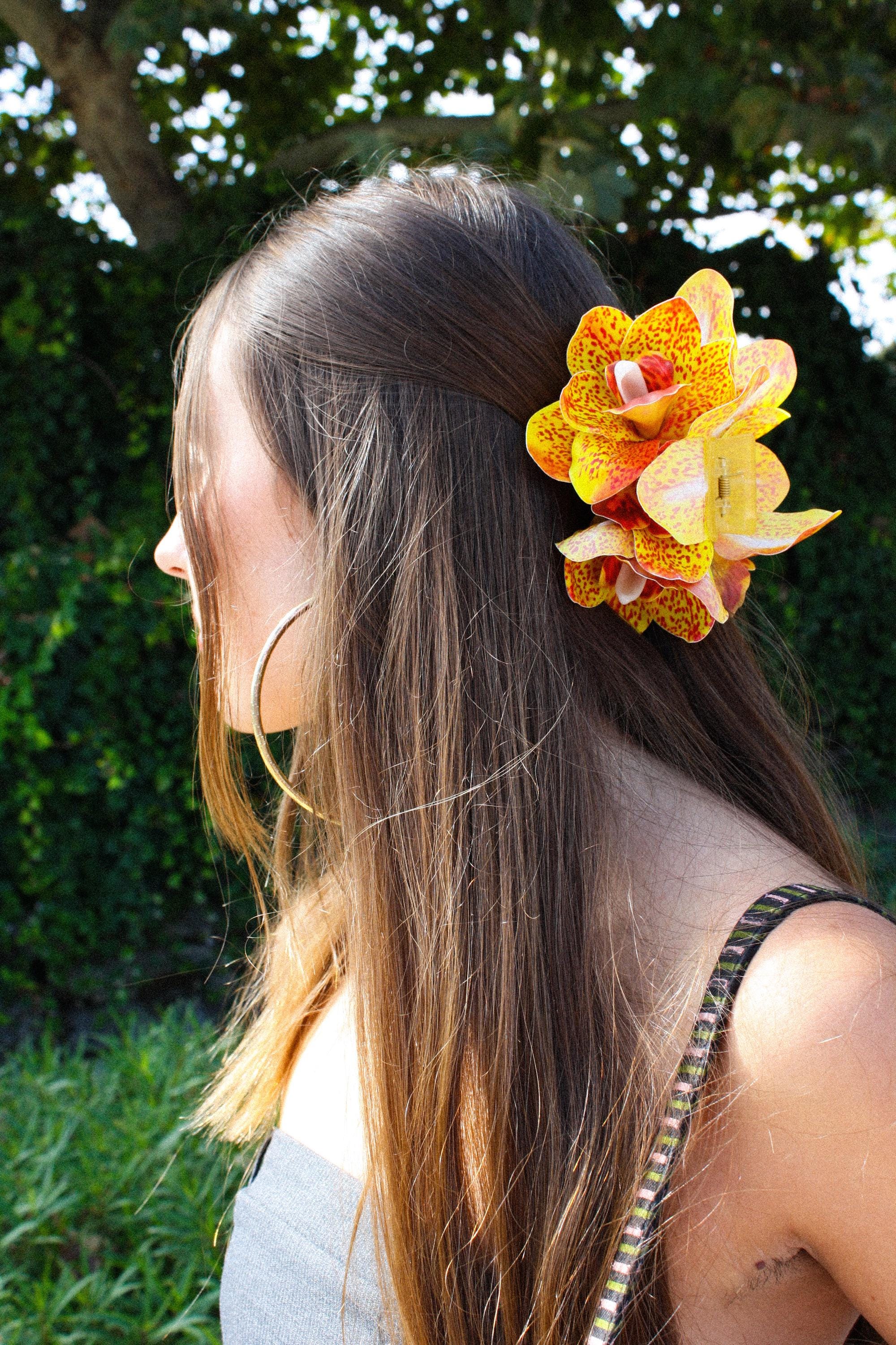 Spotted Sunset Orchid Hair Claw Clip