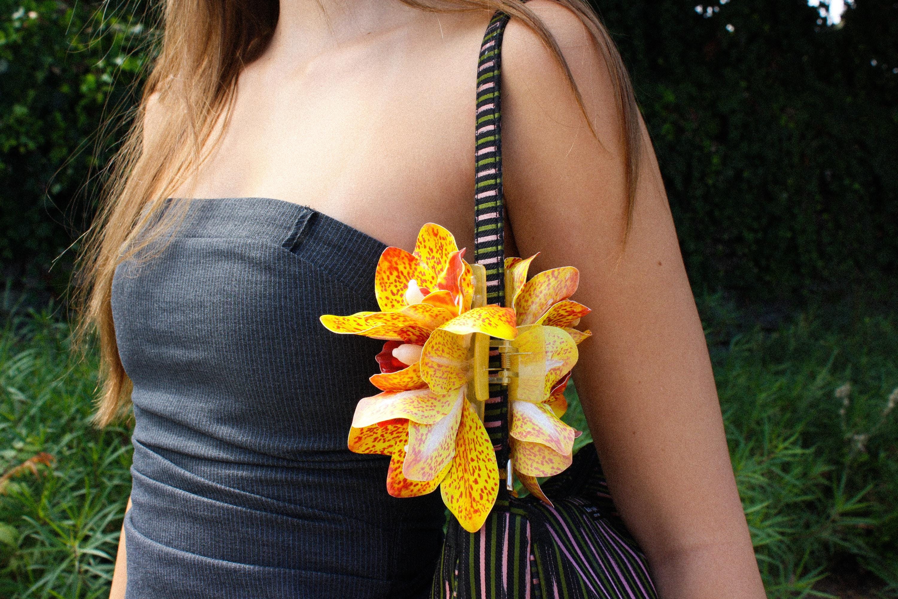 Spotted Sunset Orchid Hair Claw Clip