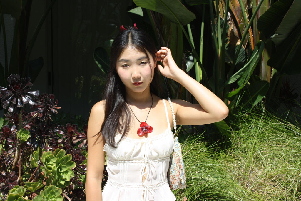 Bella Orchid on Black Cord - Real Orchid Preserved in Resin