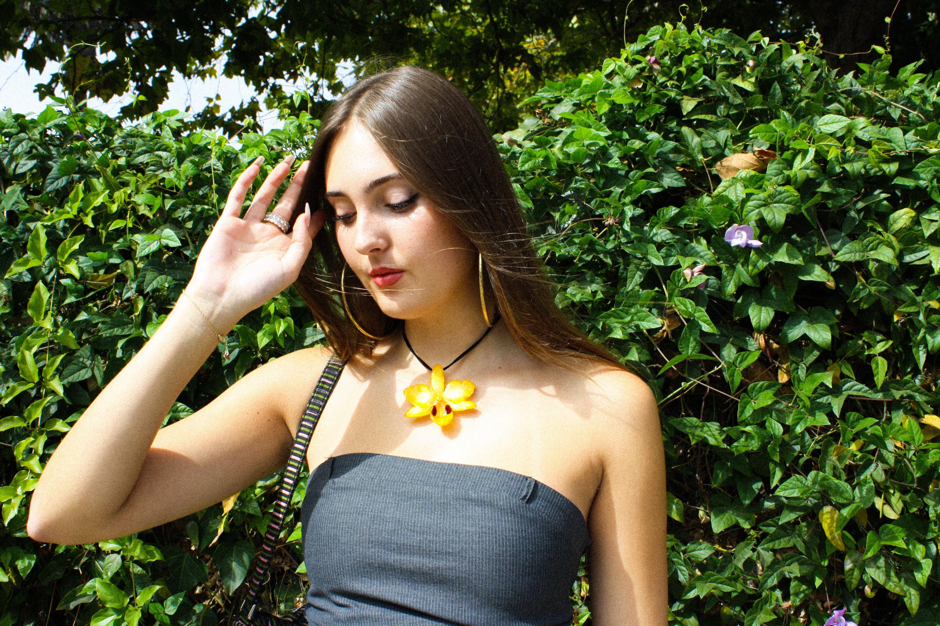 Spotted Orchid on Black Cord - Real Orchid Preserved in Resin