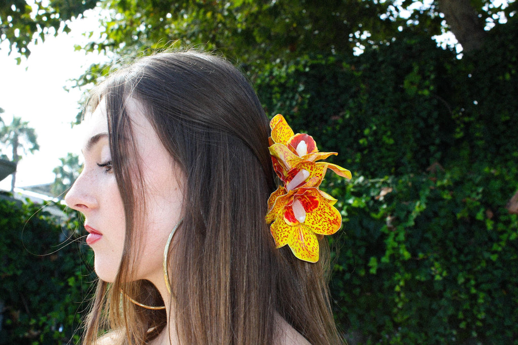 Spotted Sunset Orchid Hair Claw Clip