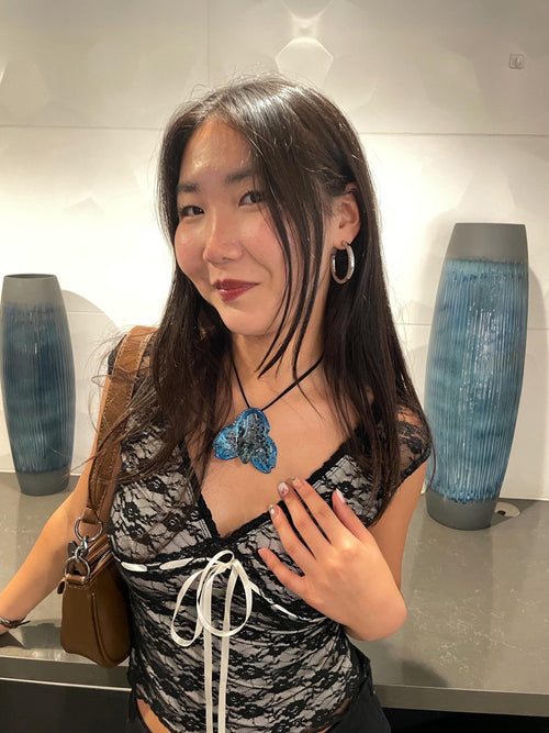 Bella Orchid on Black Cord - Real Orchid Preserved in Resin