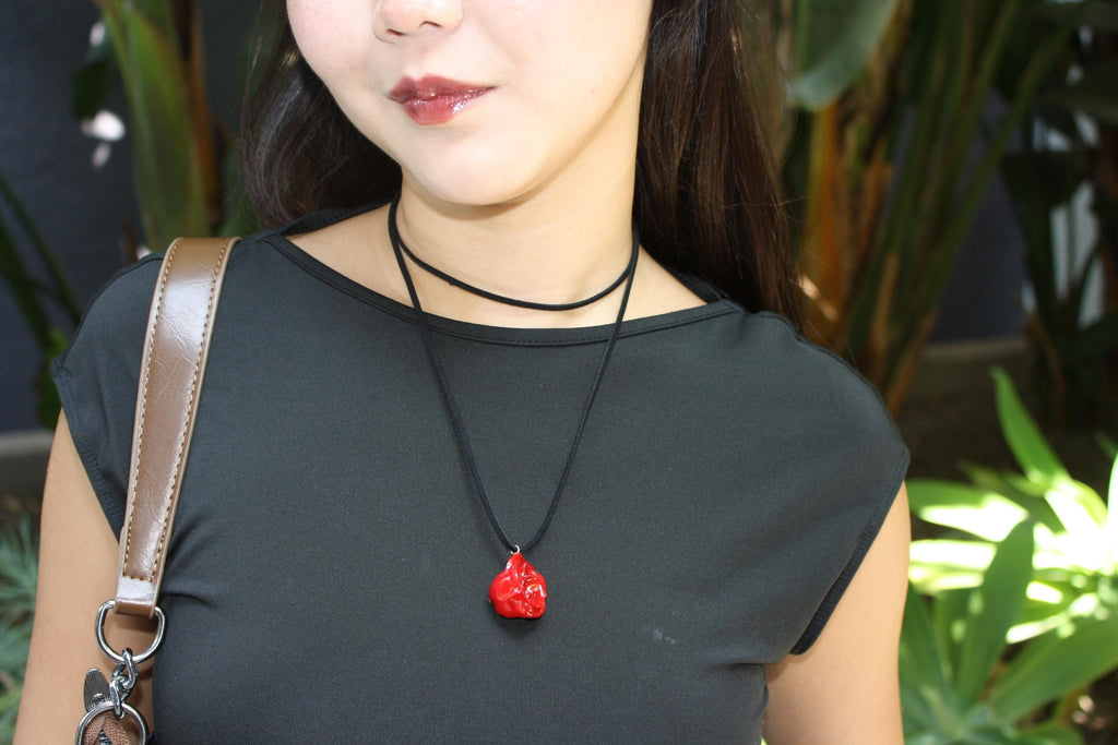 Rose Choker on Black Cord - Real Flower Preserved in Resin