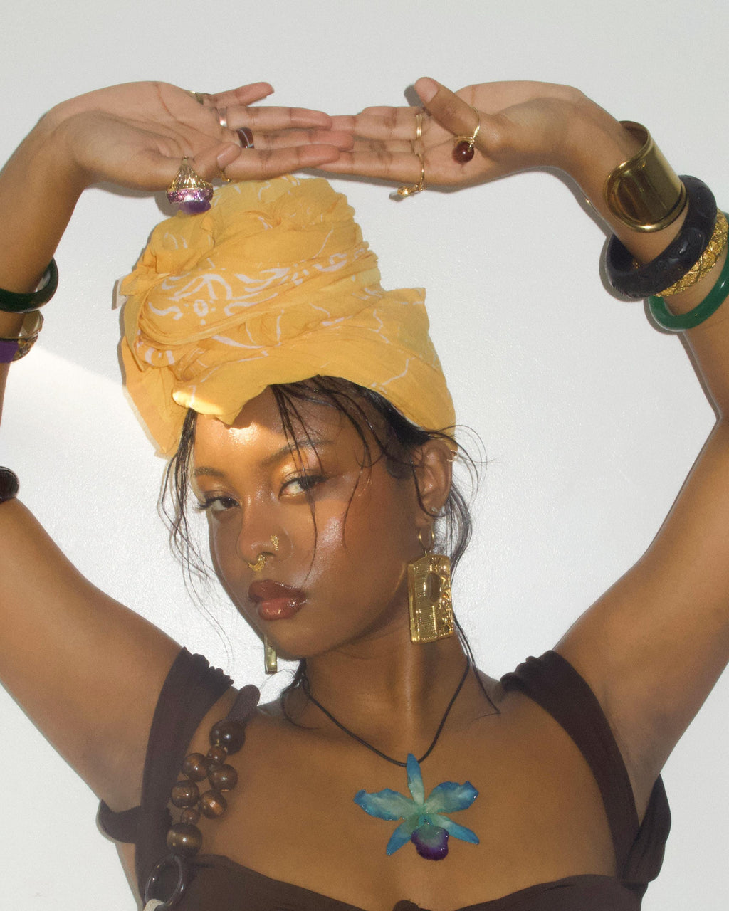 Cattleya on Black Cord - Real Orchid Preserved in Resin