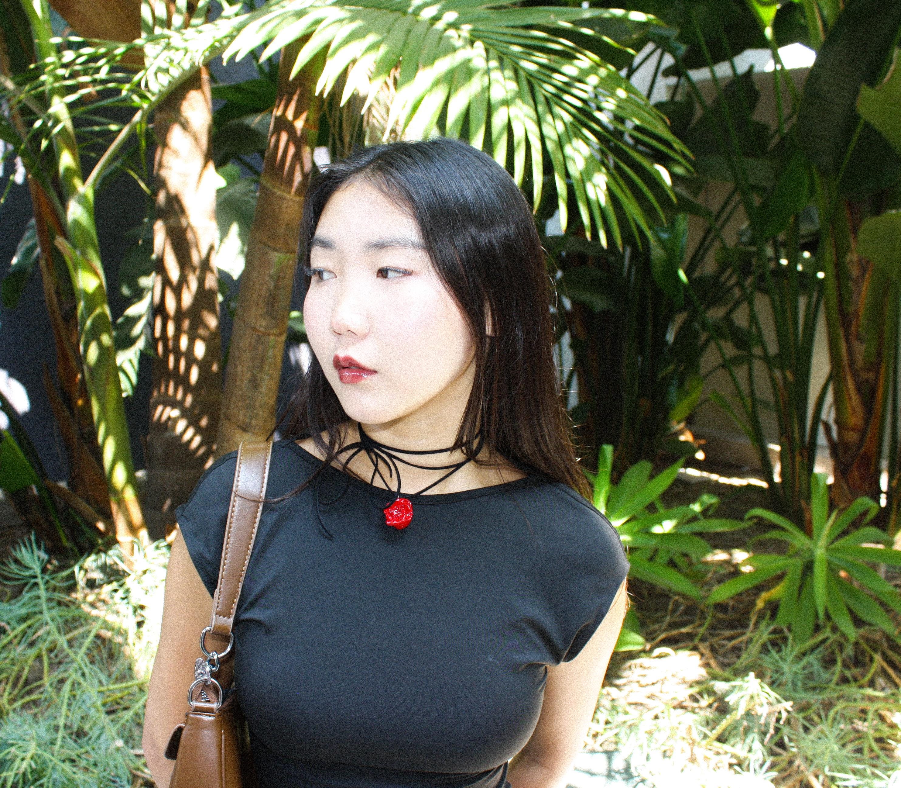 Rose Choker on Black Cord - Real Flower Preserved in Resin