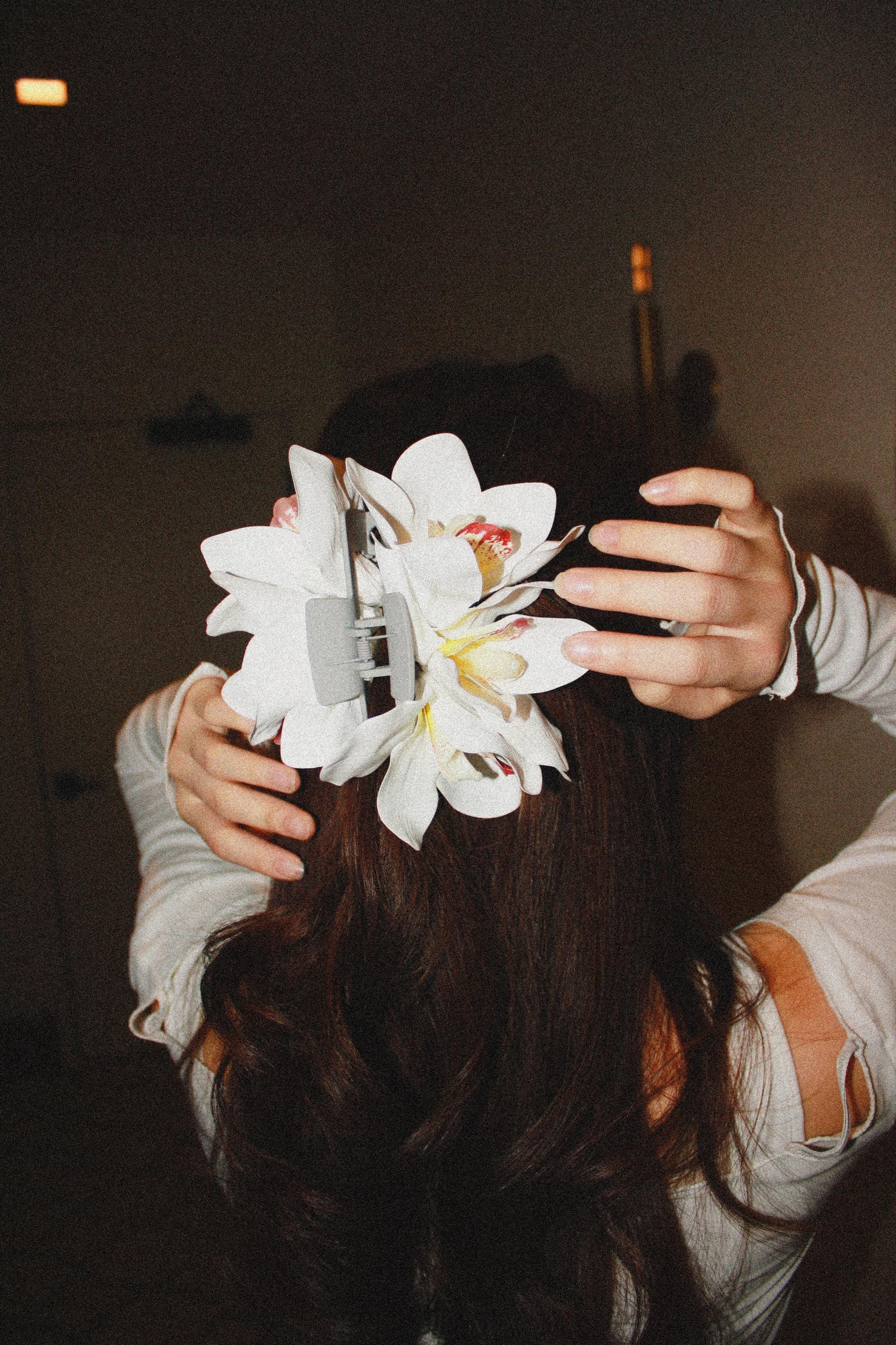 White Orchid Hair Claw Clip