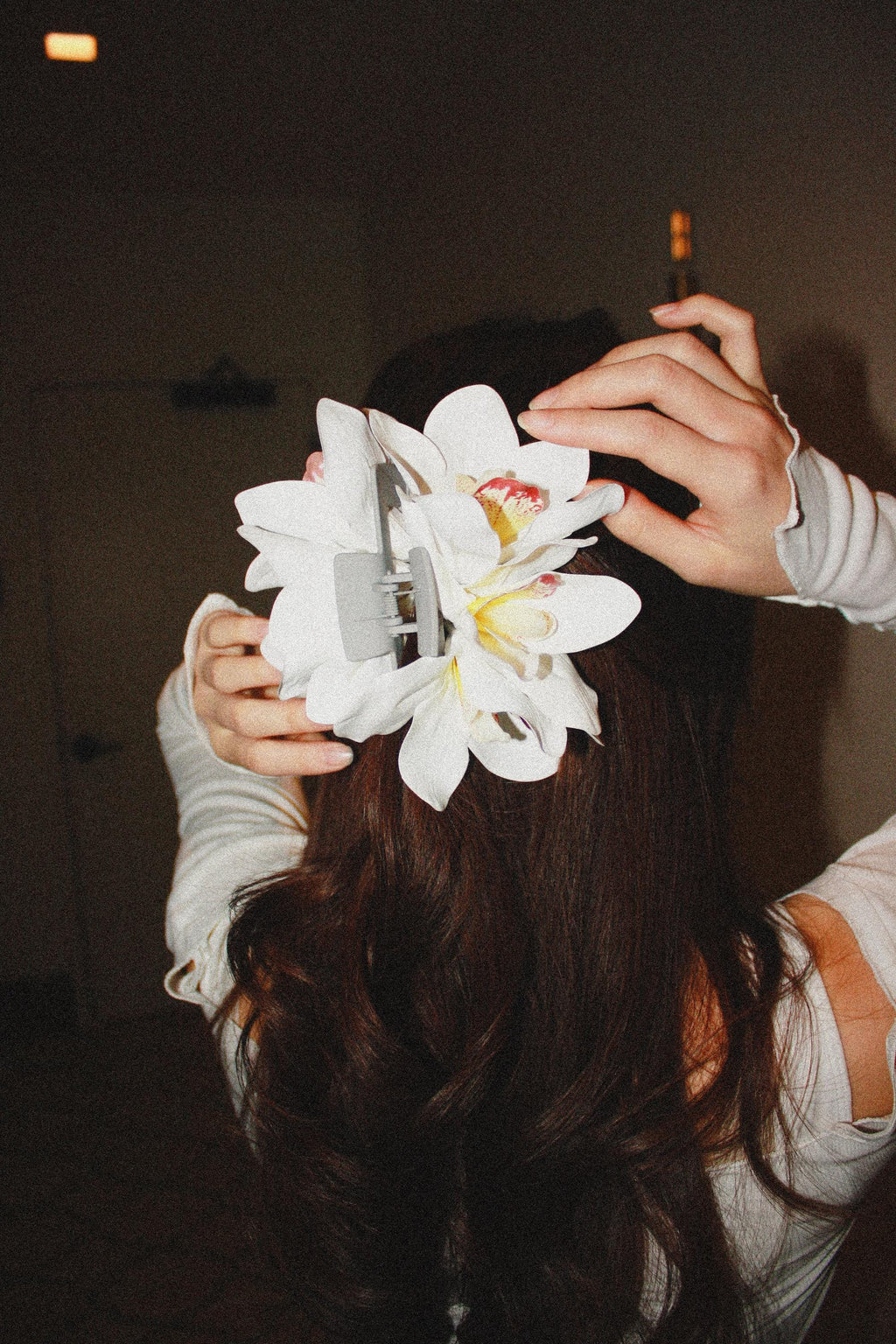 White Orchid Hair Claw Clip