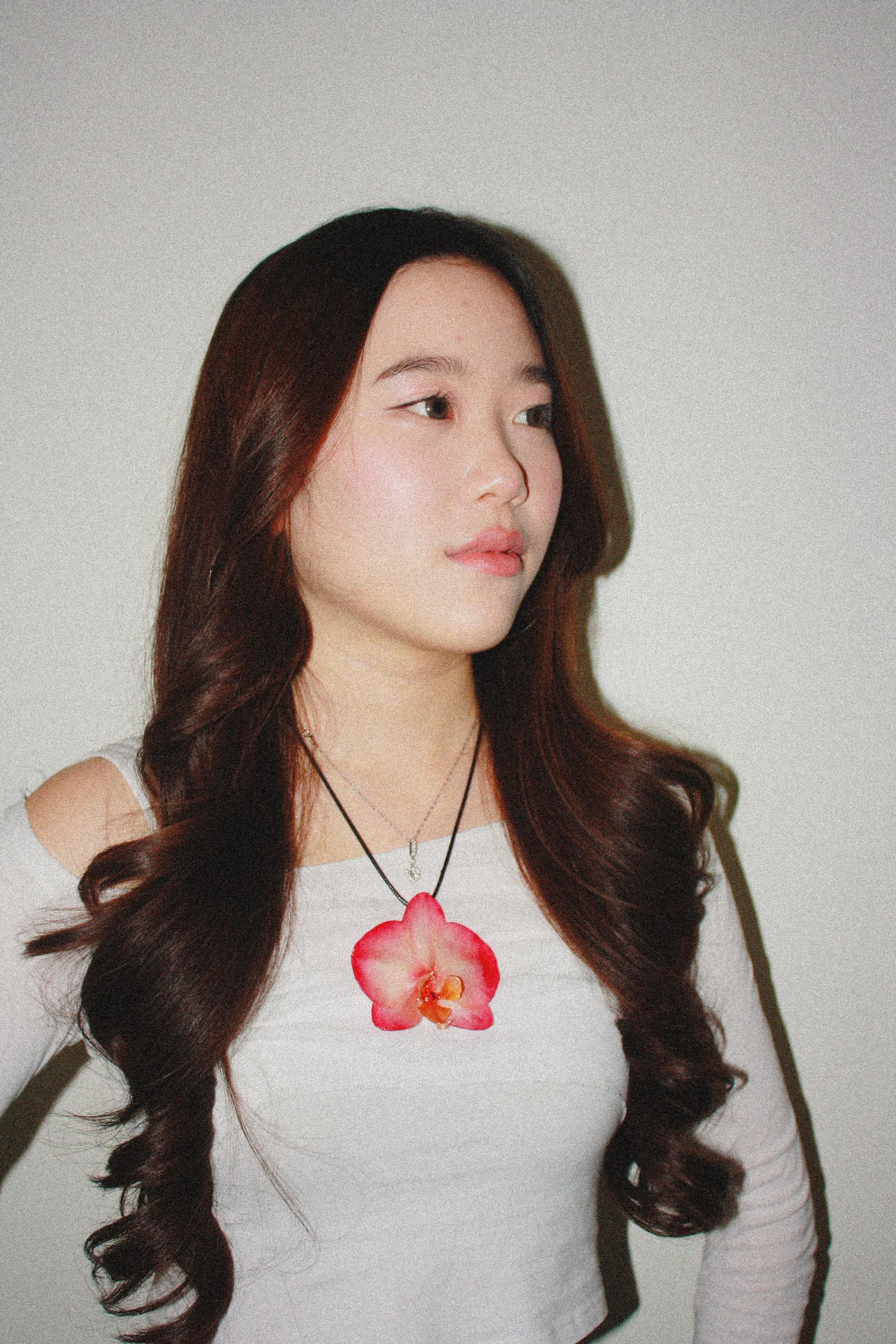 Orchid on Black Cord - Real orchid Preserved in Resin