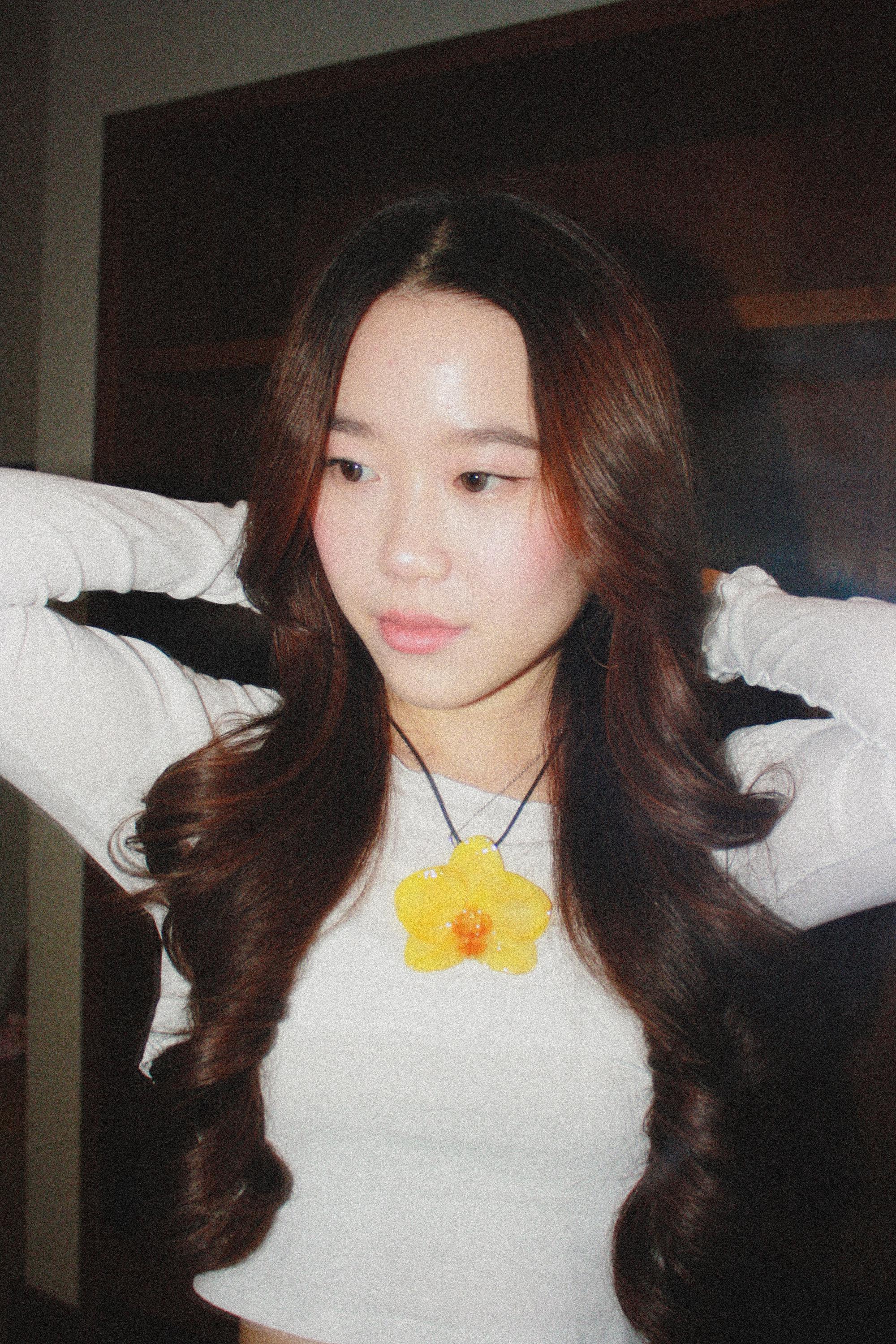 Orchid on Black Cord - Real orchid Preserved in Resin