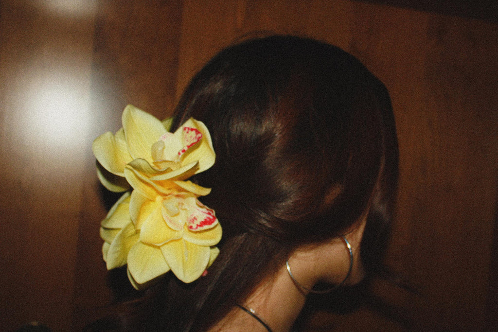 Vibrant yellow Orchid Hair Claw Clip
