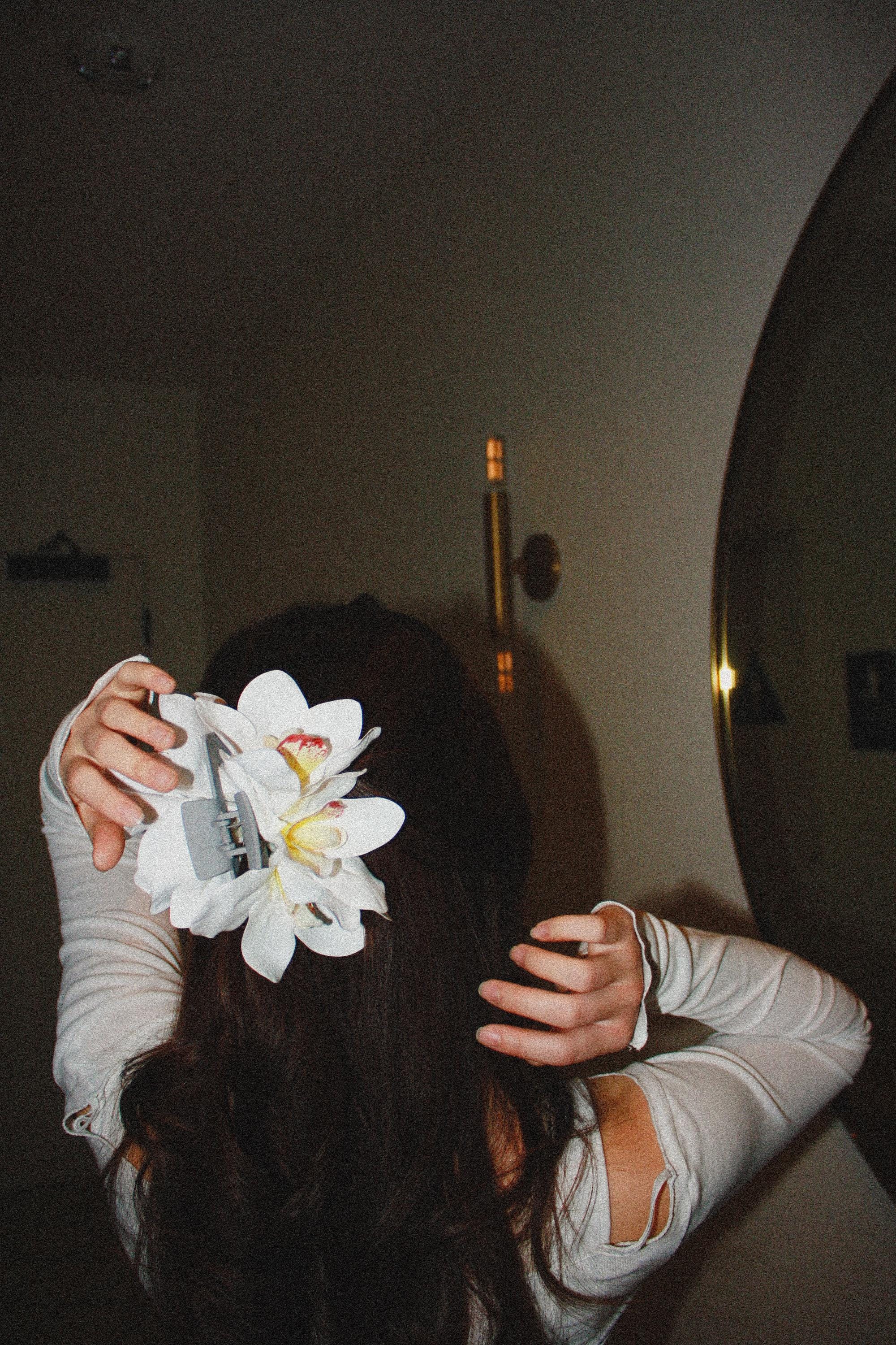 White Orchid Hair Claw Clip