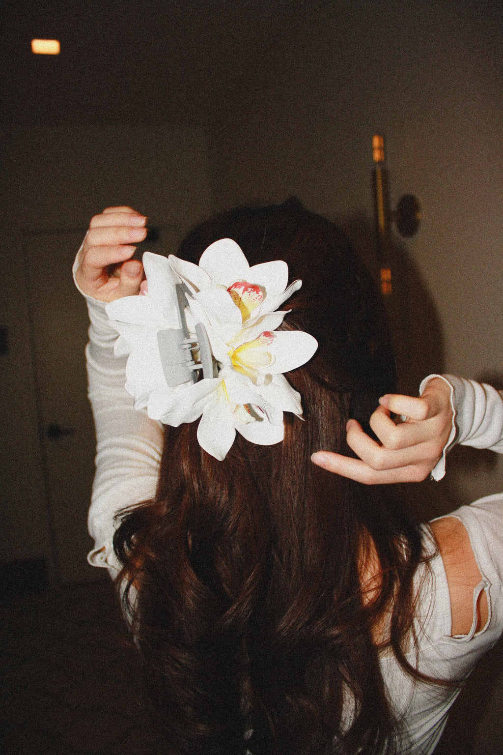 White Orchid Hair Claw Clip