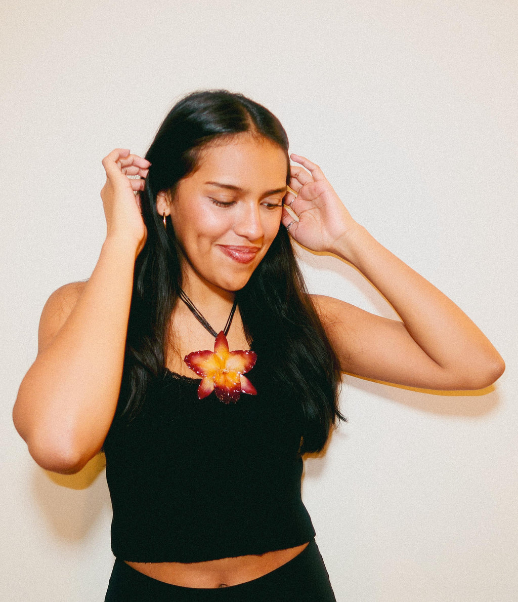 Large Real Cattleya Orchid Necklace - Preserved in Resin