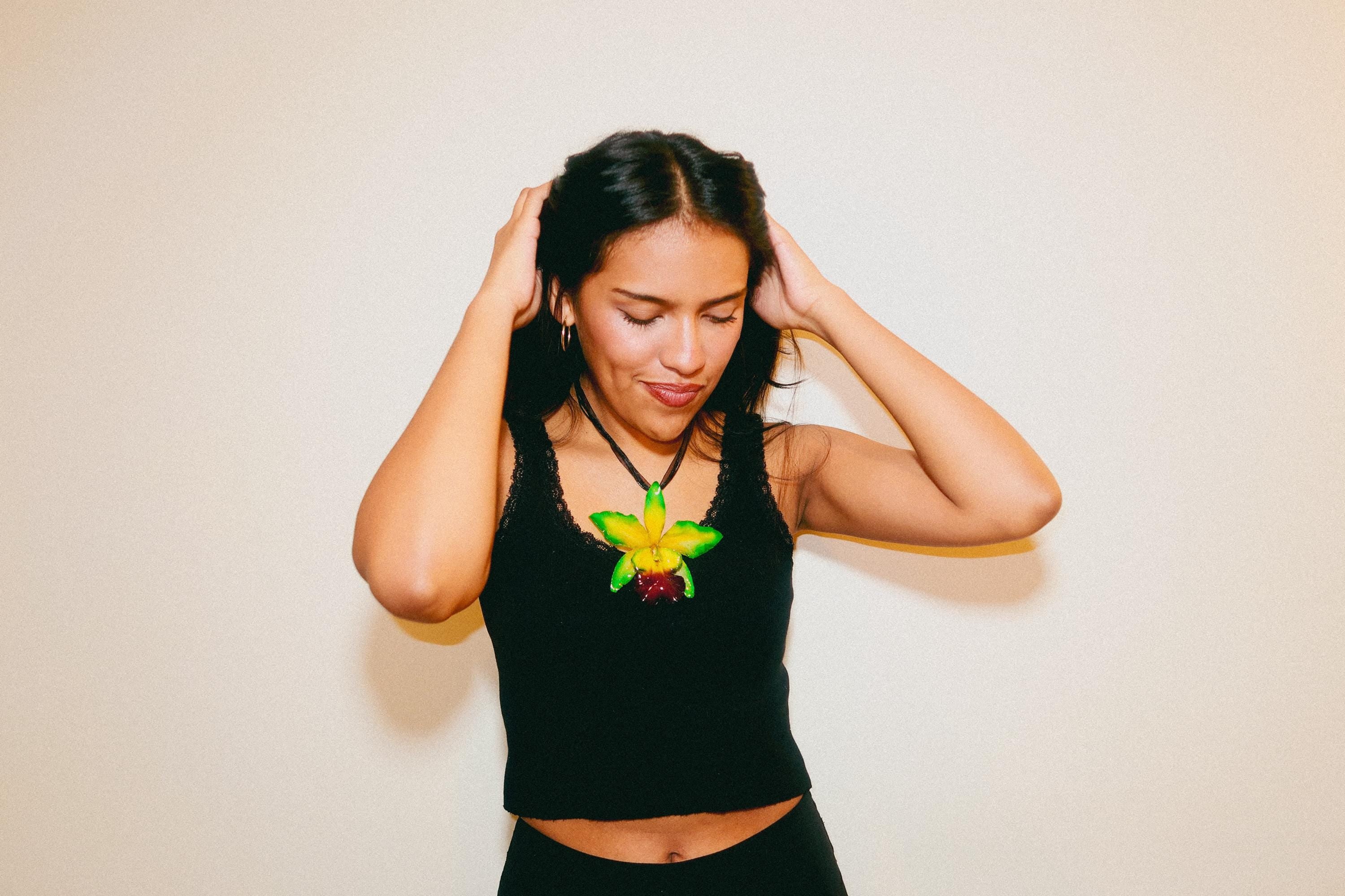 Large Real Cattleya Orchid Necklace - Preserved in Resin