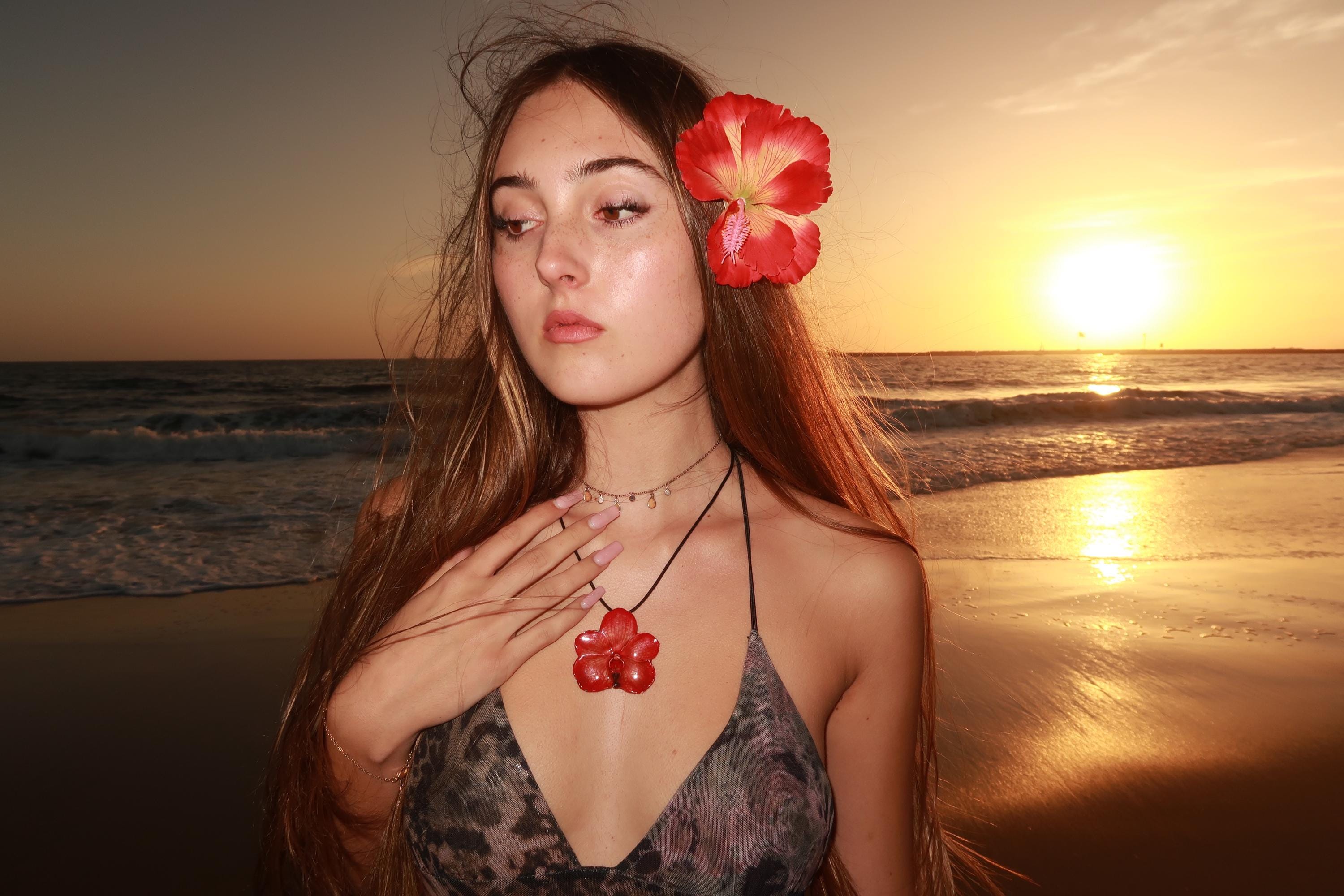 Vanda orchid on Black Cord - Real orchid Preserved in Resin