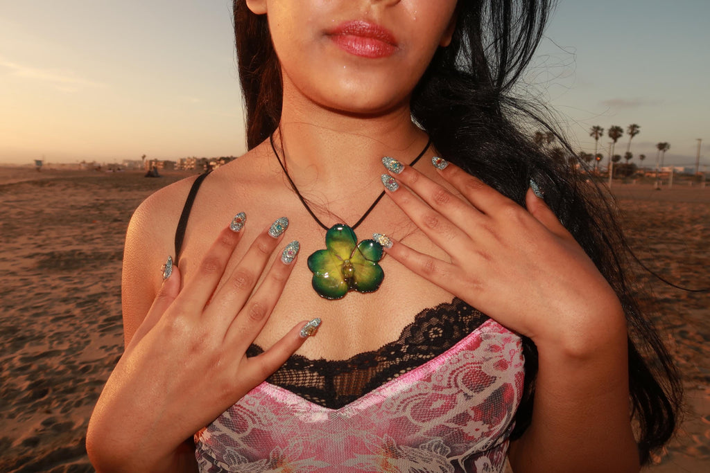 Vanda orchid on Black Cord - Real orchid Preserved in Resin