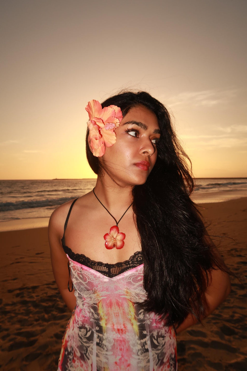 Vanda orchid on Black Cord - Real orchid Preserved in Resin