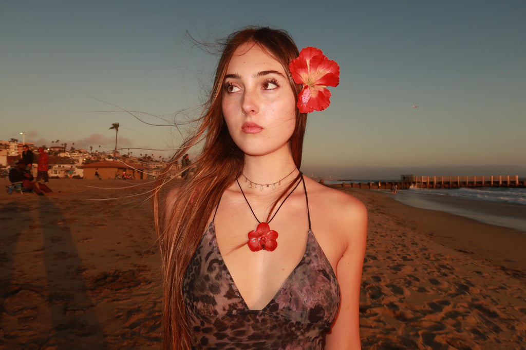 Vanda orchid on Black Cord - Real orchid Preserved in Resin