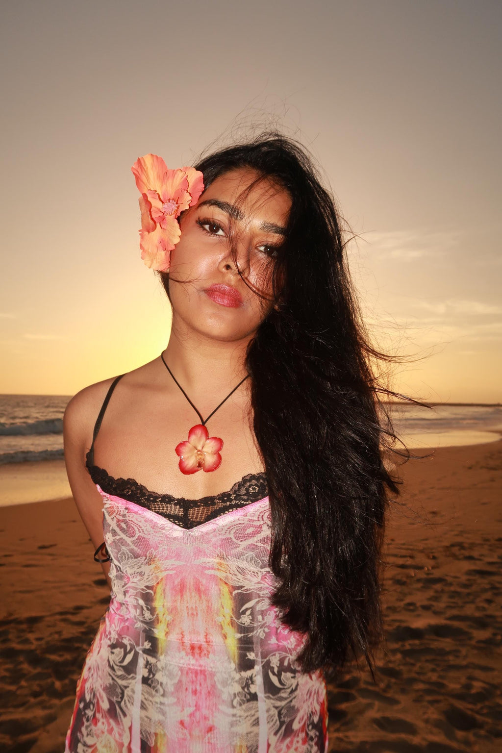 Vanda orchid on Black Cord - Real orchid Preserved in Resin