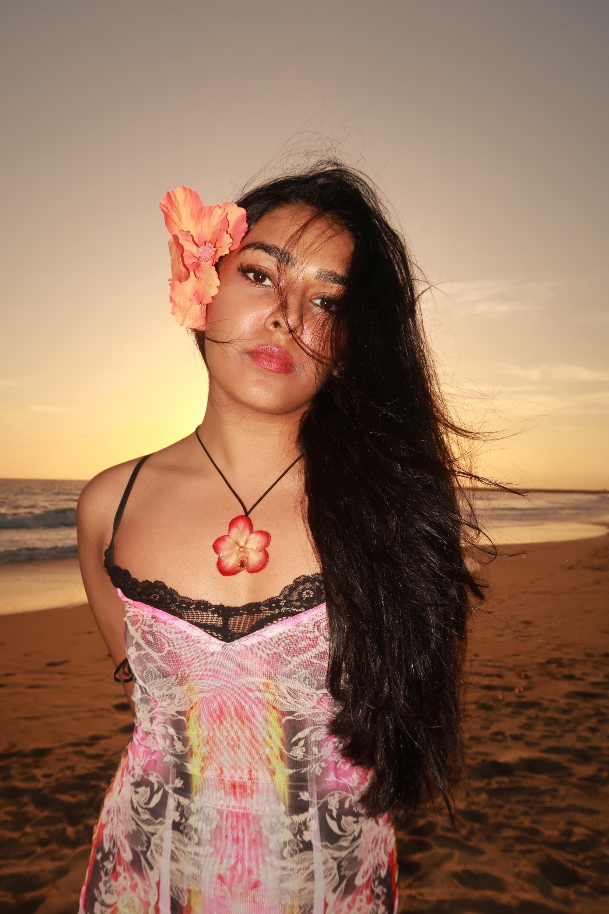 Vanda orchid on Black Cord - Real orchid Preserved in Resin