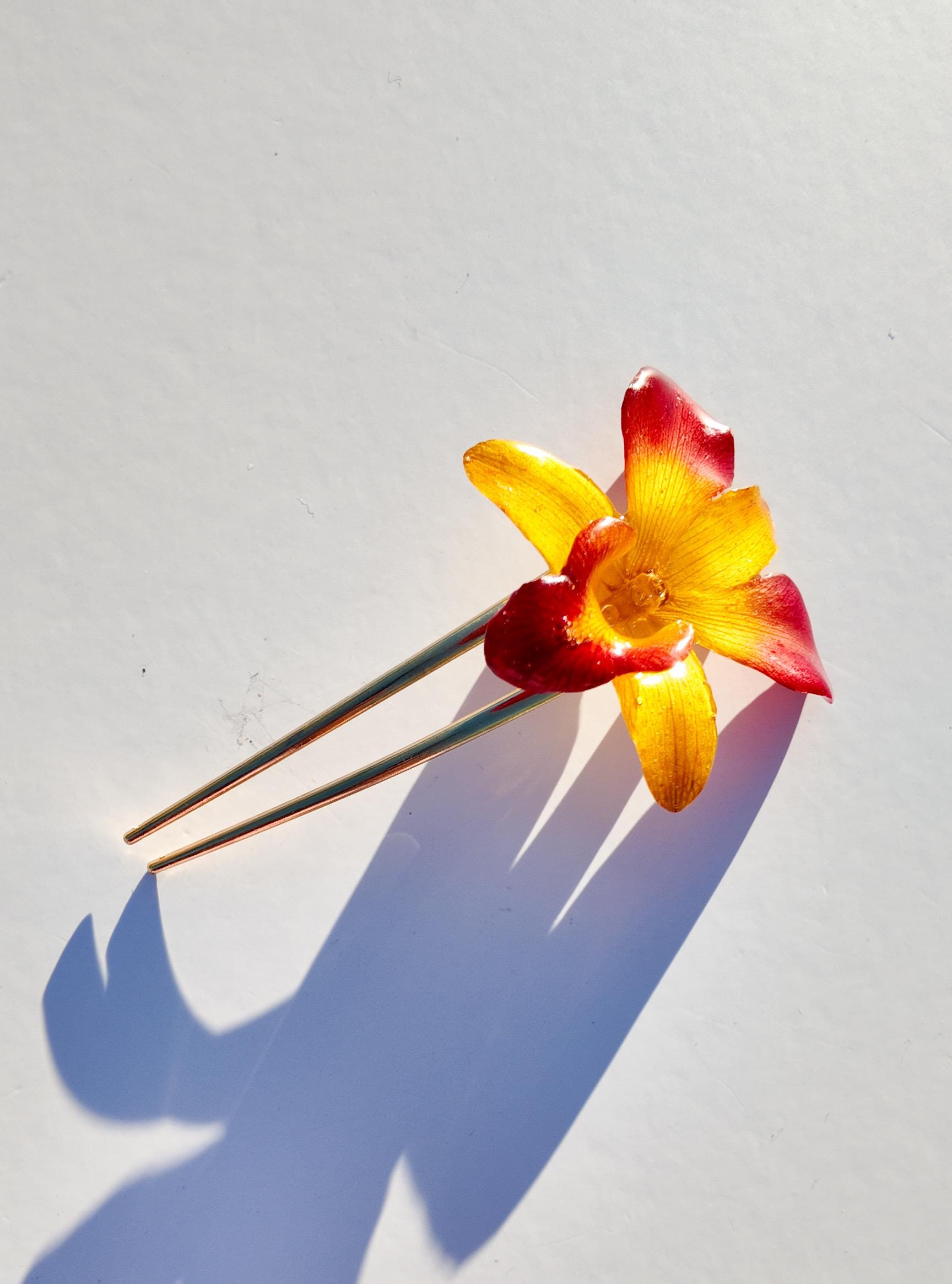 Real Orchid French Hair Pin
