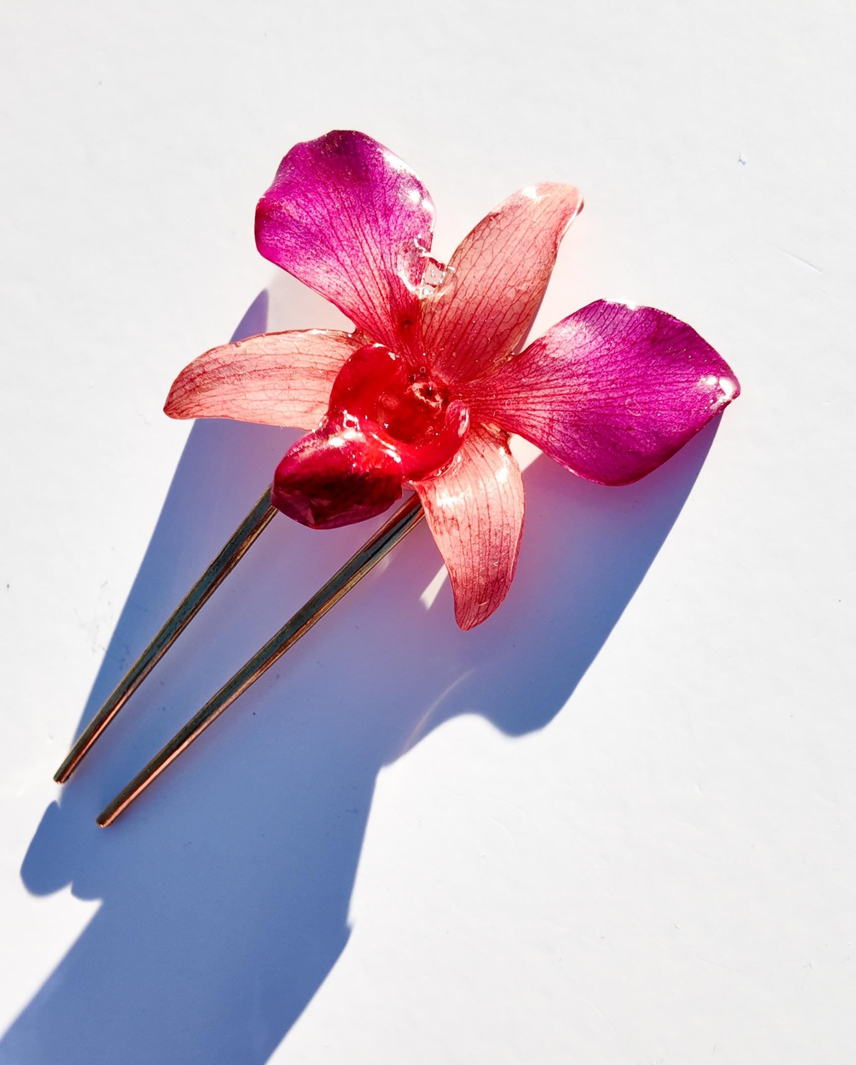 Real Orchid French Hair Pin